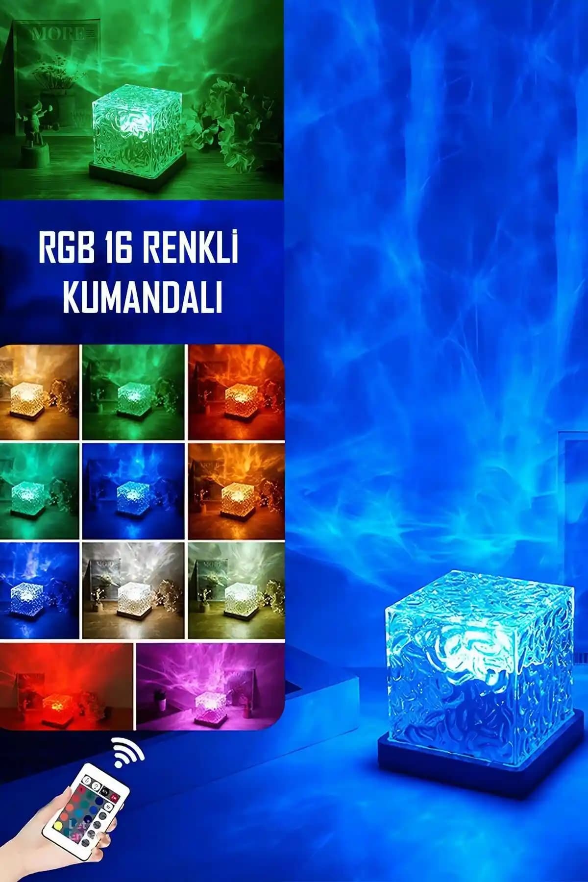 Bukashops Kristal Kuzey Işıkları Gece Lambası ile Sakin ve Renkli Ortamlar Yaratın