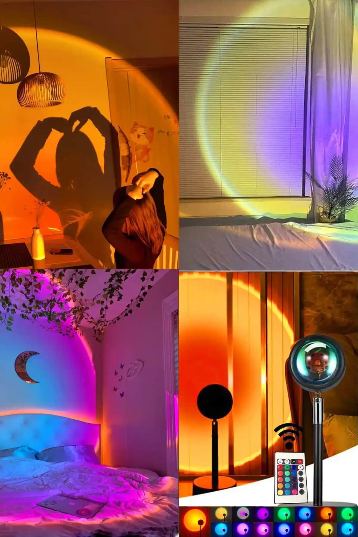 Bukashops Sunset Gökkuşağı Gece Lambası Modern Dekoratif Renkli Aydınlatma