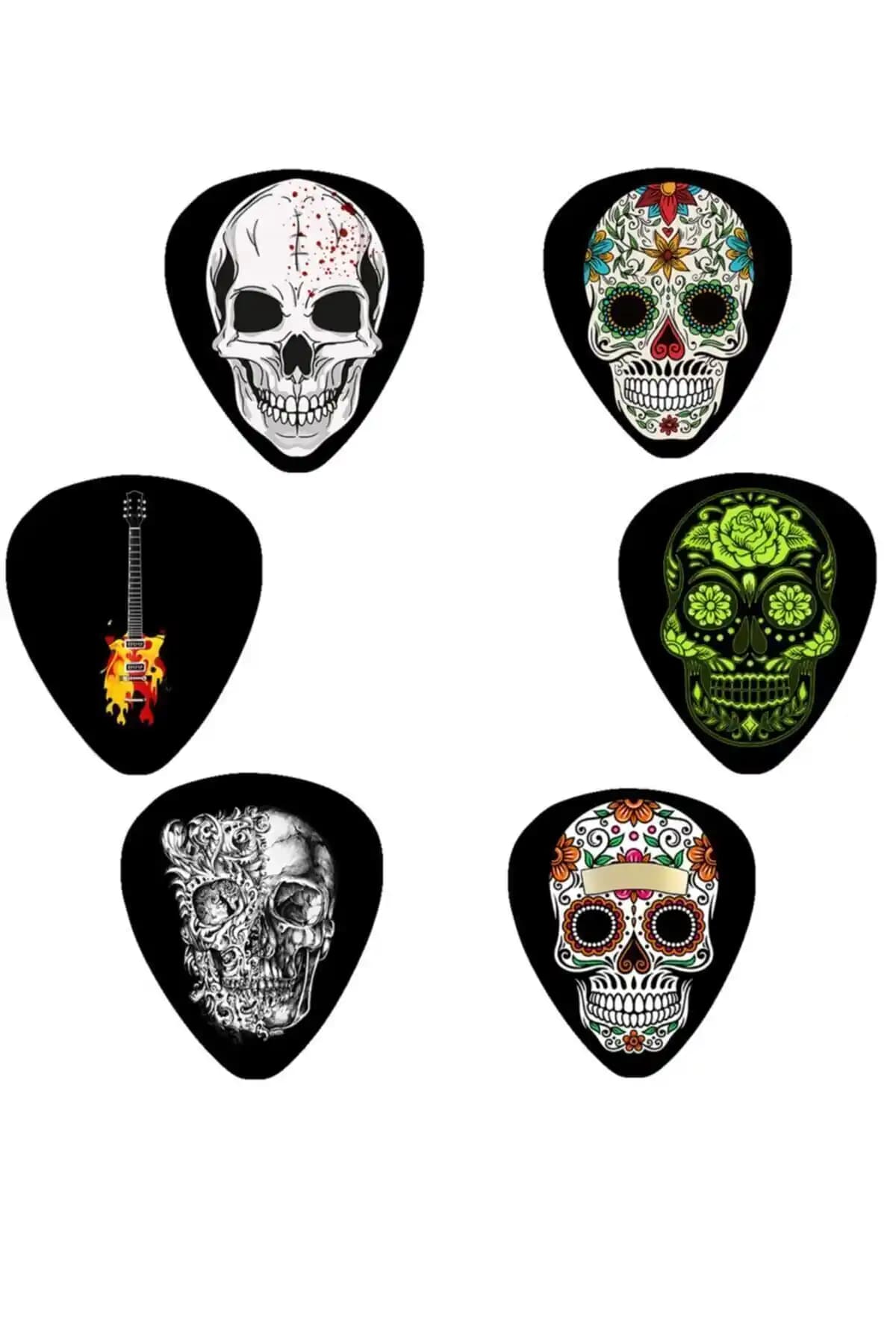 Cantekin Gitar Pena Seti 6 Adet Kuru Kafa Desenli ve Yüksek Kalite Aksesuar
