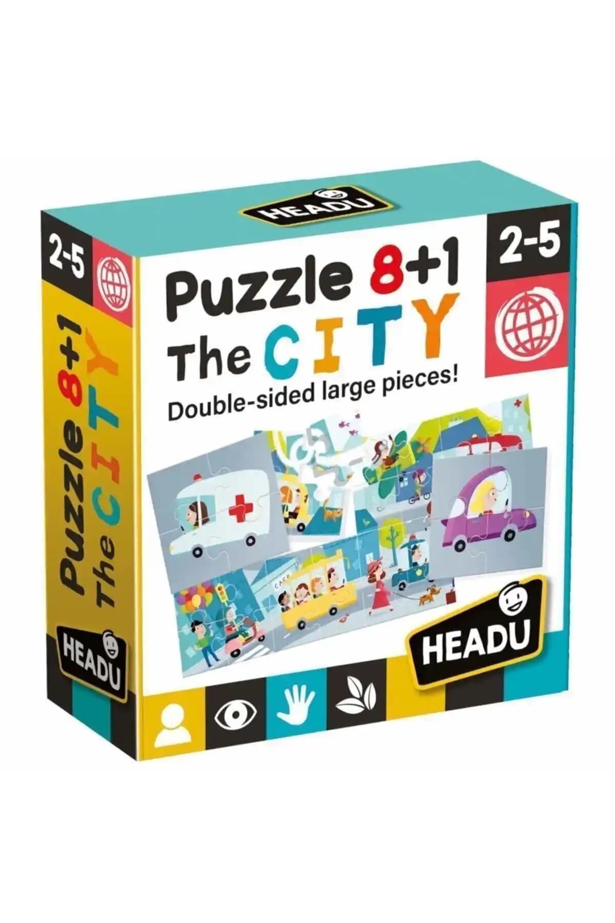 Carioca Headu Puzzle 8+1 Cıty: Çocuklar İçin Eğitici ve Güvenli Şehir Temalı Yapboz Seti