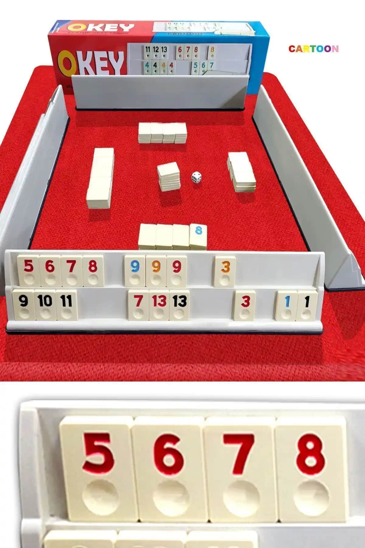 CARTOON Spot Plastik Okey Takımı Büyük Boy: Dayanıklı ve Eğlenceli Masa Oyunu