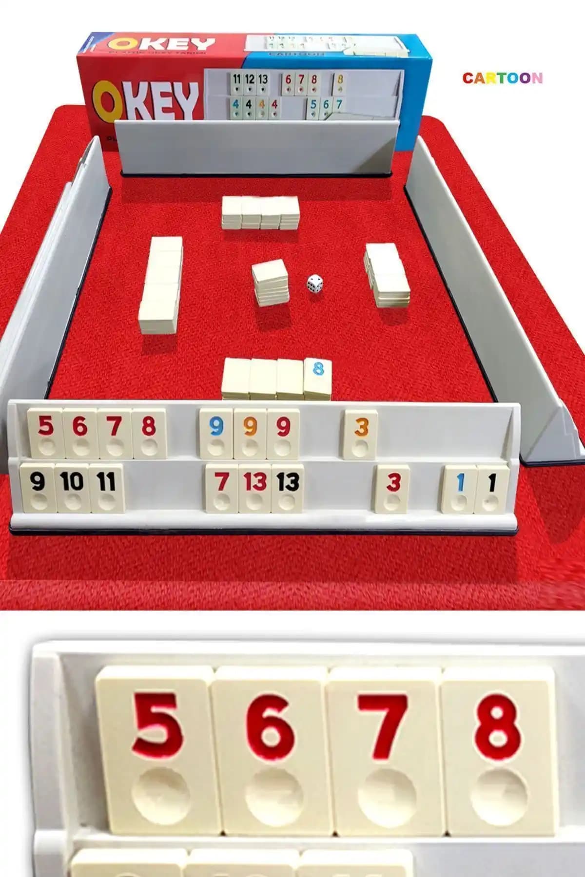 CARTOON Spot Plastik Okey Takımı Büyük Boy: Dayanıklı ve Eğlenceli Masa Oyunu