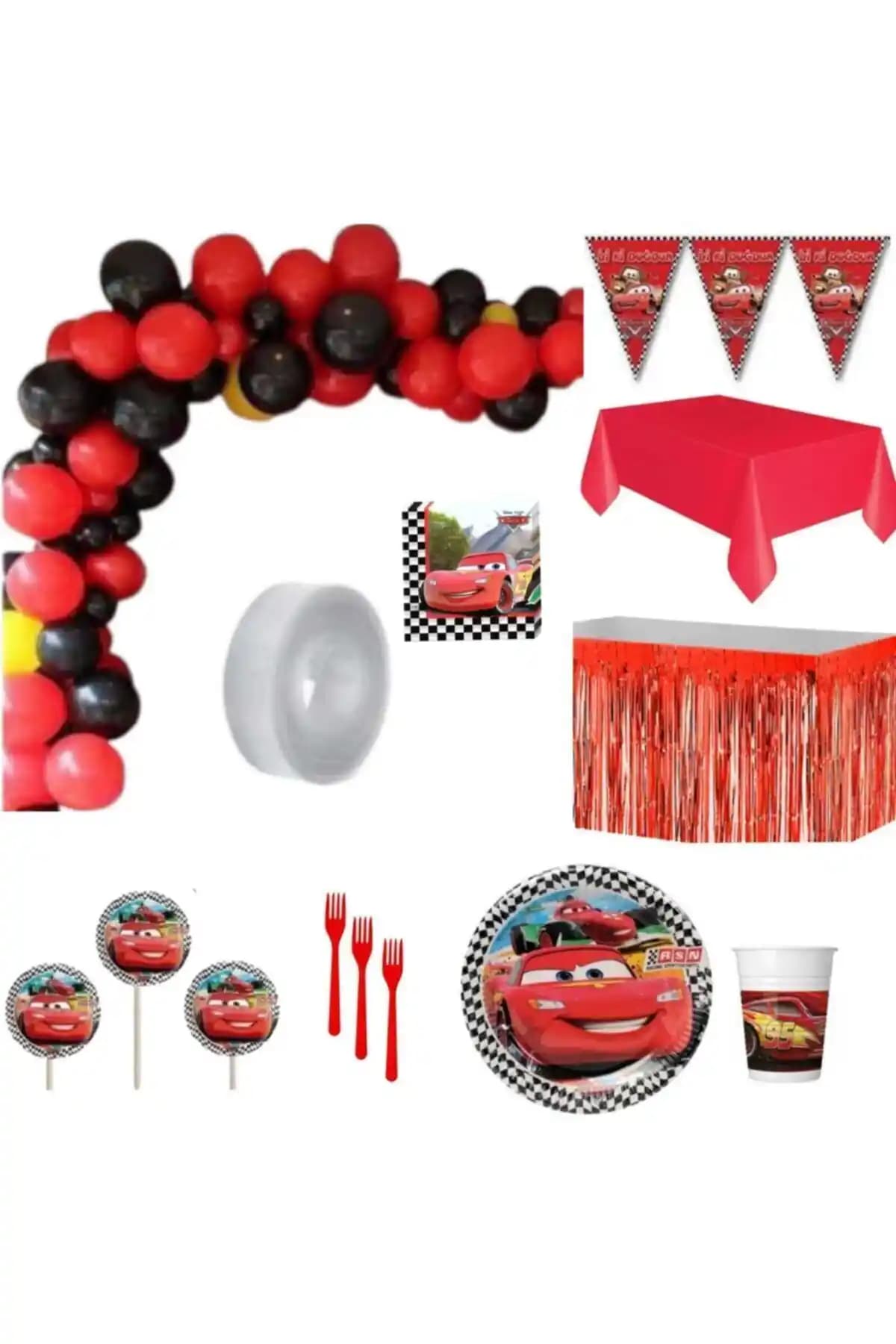 CAVAŞ Çocuklar İçin Renkli Parti Seti ve Sun Şapkası Çocuk Doğum Günü Kutlaması