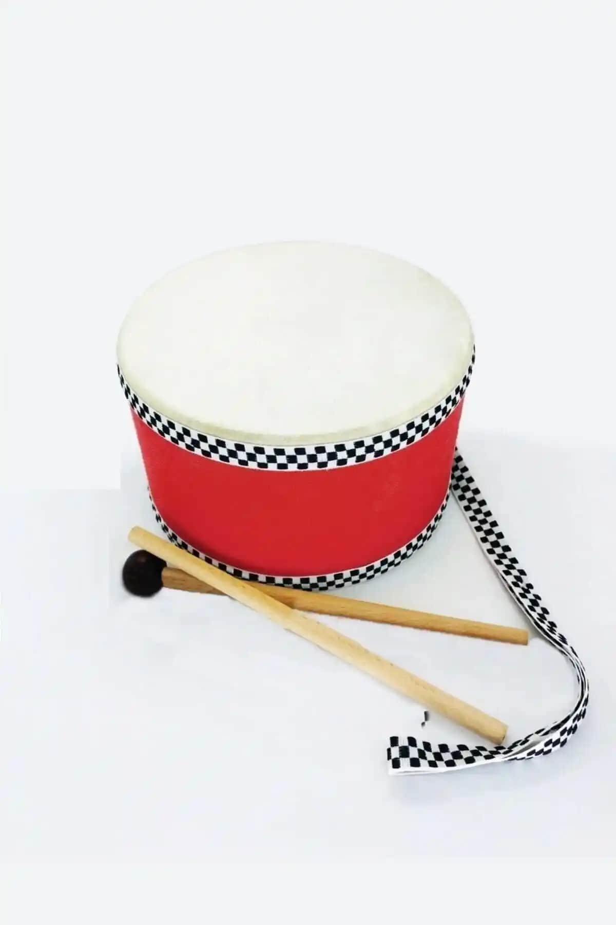 Çocuklar İçin Hayvan Derili 18 cm Müzik ve Ritim Öğrenme Davulu Türkiye Üretimi