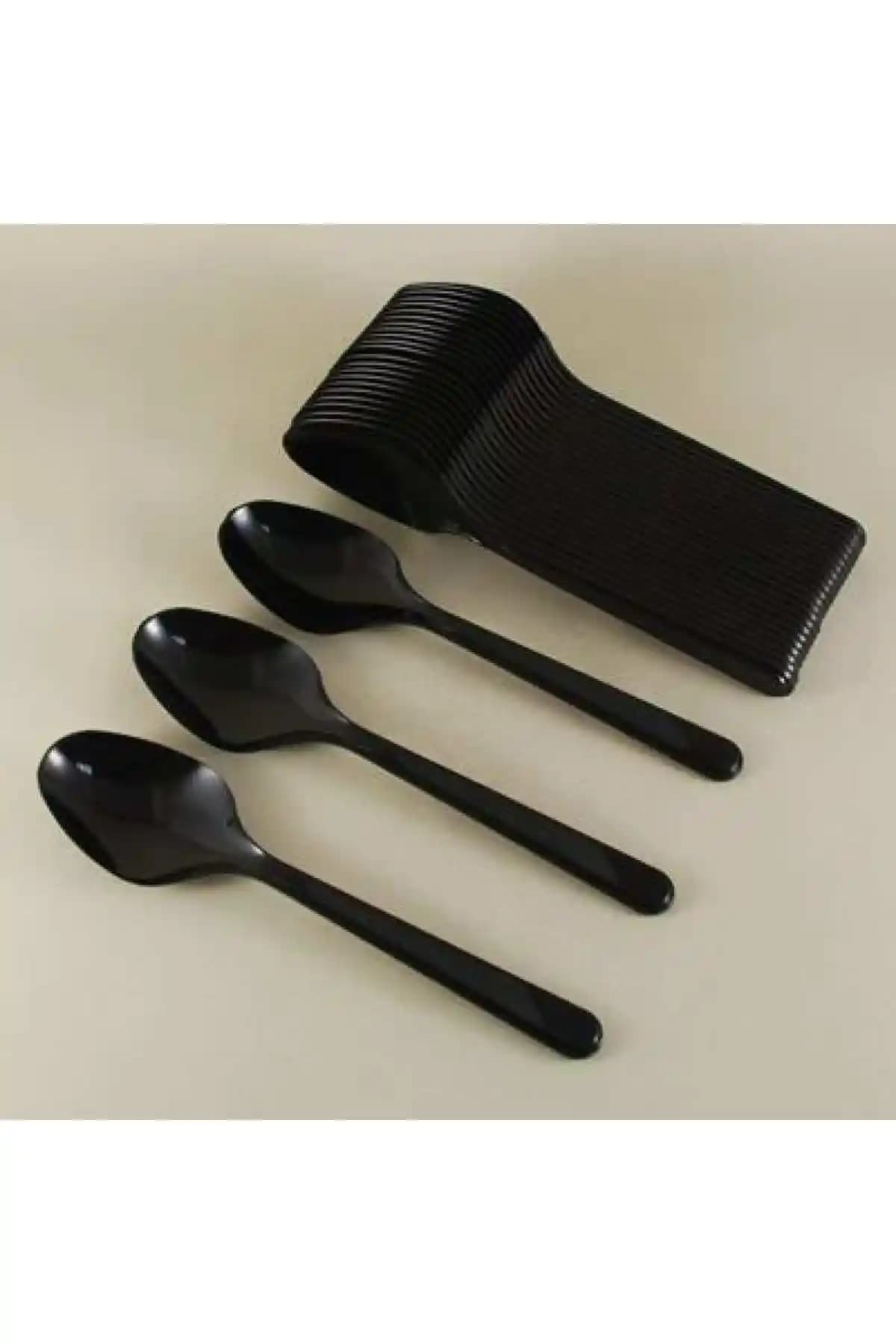Çözüm Ambalaj Siyah Plastik Kaşık Lüx 100 Lü, Dayanıklı ve Pratik Tek Kullanımlık Ürün