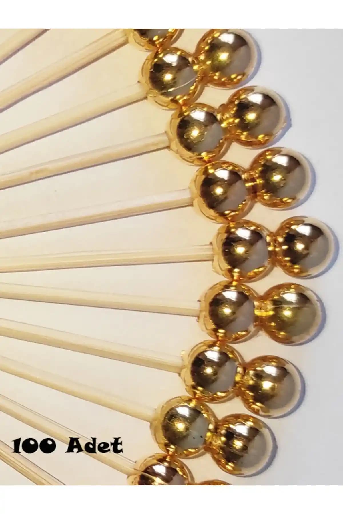 Dekoratif Gold İncili Kokteyl Kürdanları - Şık ve Çok Amaçlı Sunum Aksesuarları