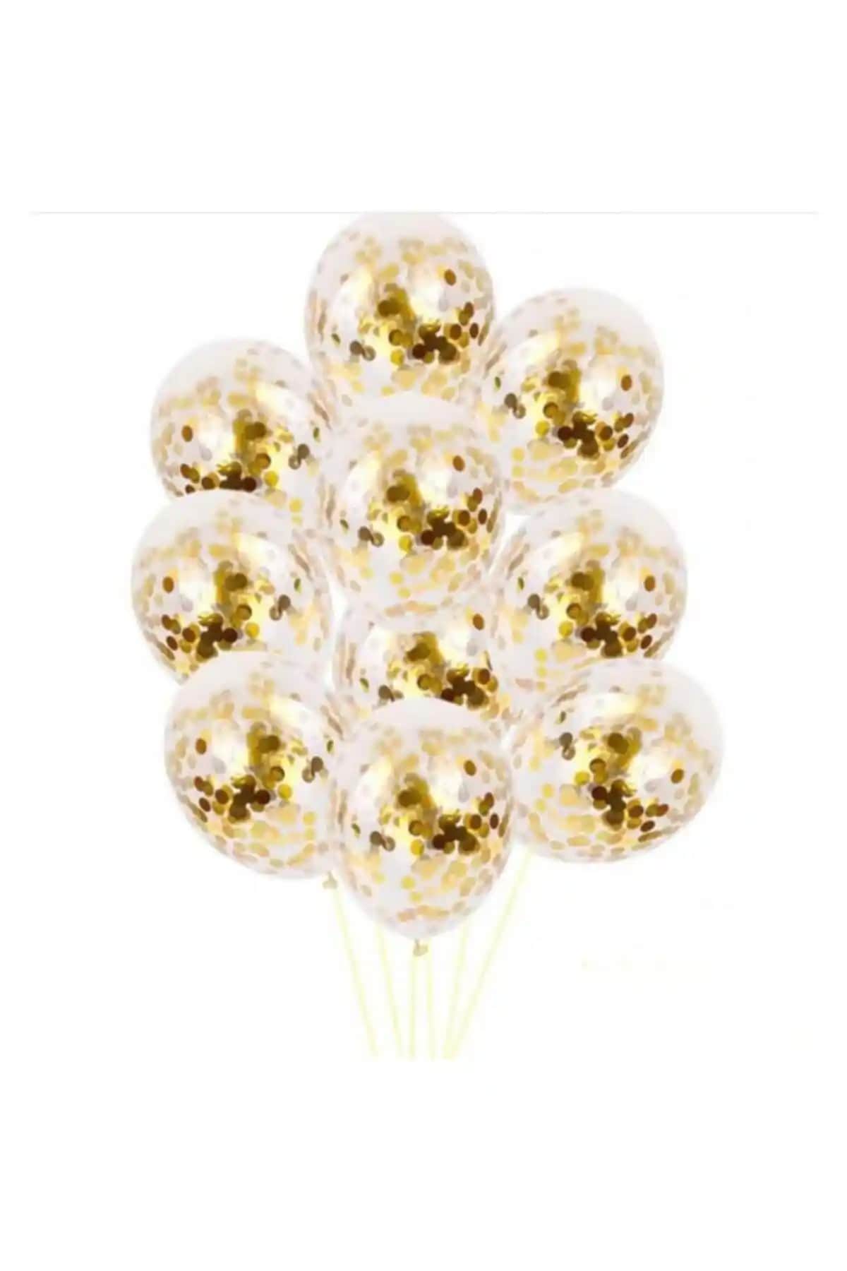 Deniz Party Store Gold Konfetili Şeffaf Balon Setiyle Kutlamalarınızı Şıklıkla Taçlandırın