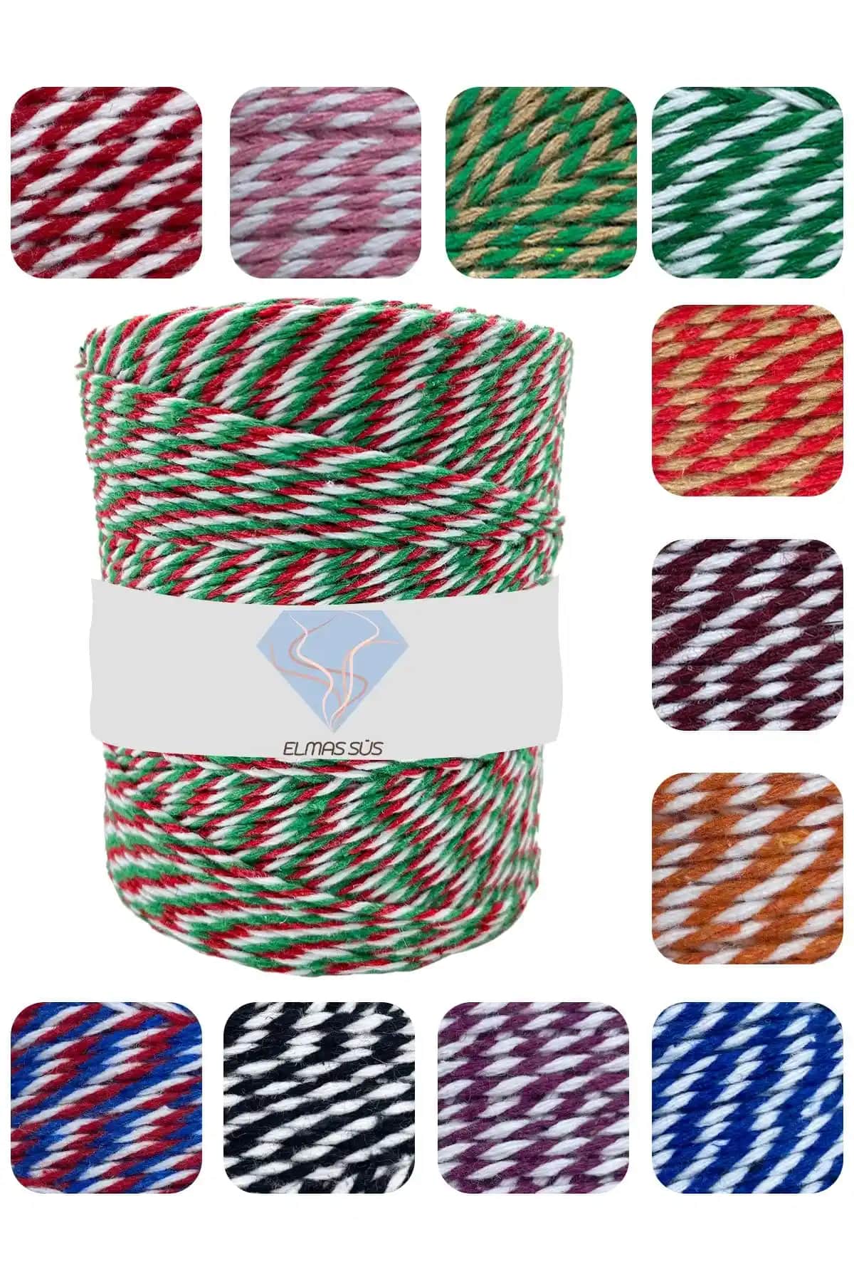 E Elmas Üç Renkli Paket İpi: Dekorasyon ve Hediye Süsleme İçin Çok Yönlü Malzeme