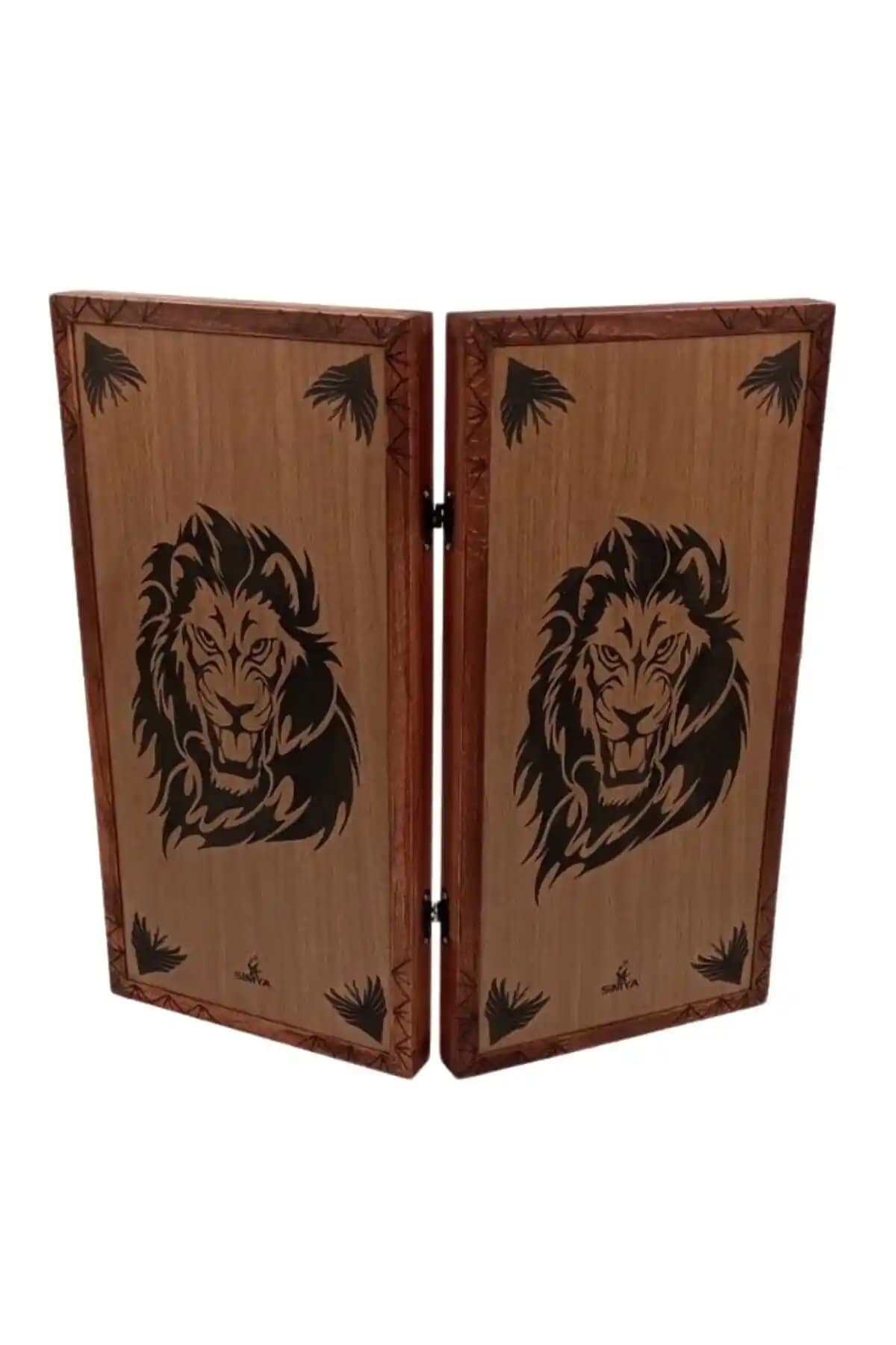 El Yapımı Doğal Ahşap Aslan Başlı Tavla - Kişiselleştirilebilir ve Estetik Tasarım