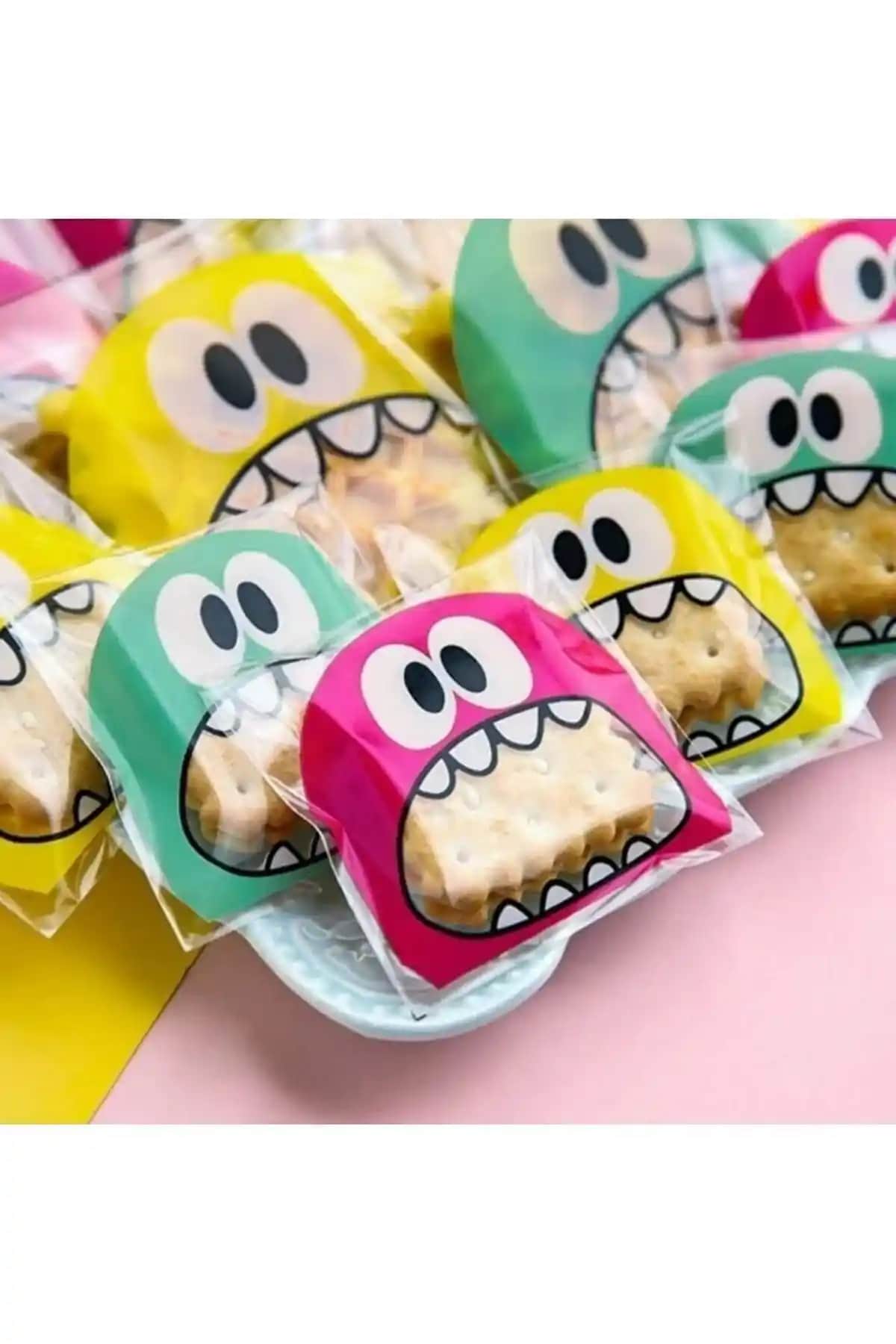 Elizberen 100 Adet Canavar Desenli Cake Pops ve Kurabiye Poşeti - Çok Amaçlı ve Kullanışlı Paketleme Çözümü