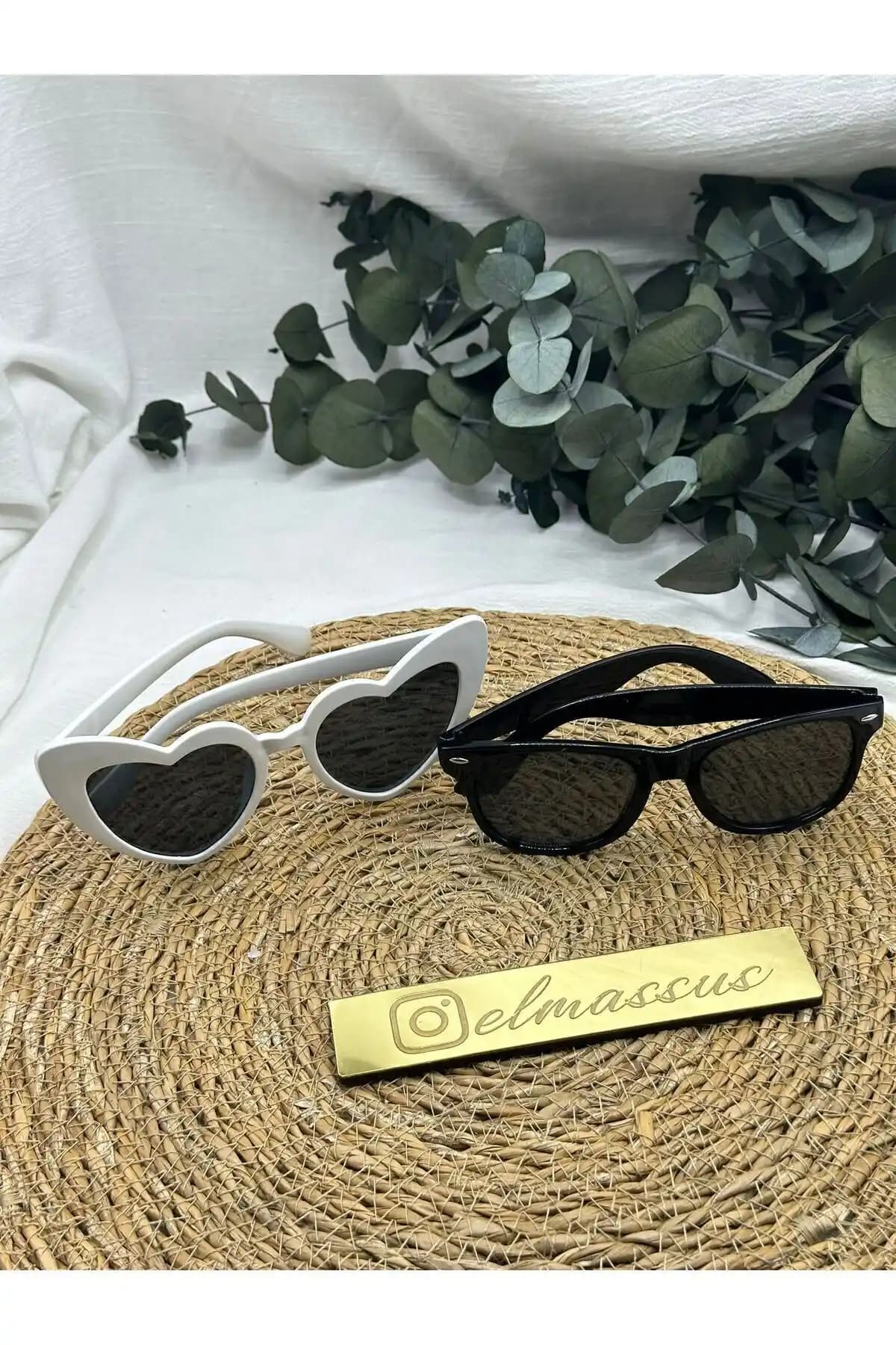 Elmas Süs Beyaz Kalp Bride-after Gözlükleri Düğün ve Kına Geceleri İçin Şık Aksesuar