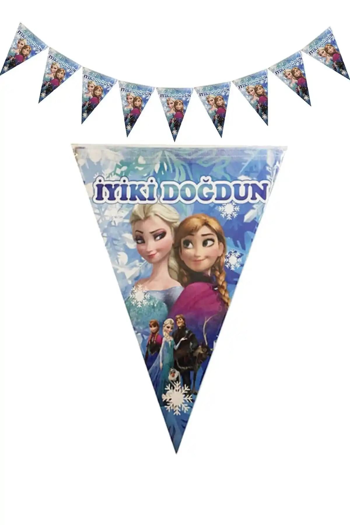 Elsa Frozen Karlar Ülkesi Üçgen Flama Dekorasyonuyla Çocuk Partilerinizi Renklendirin