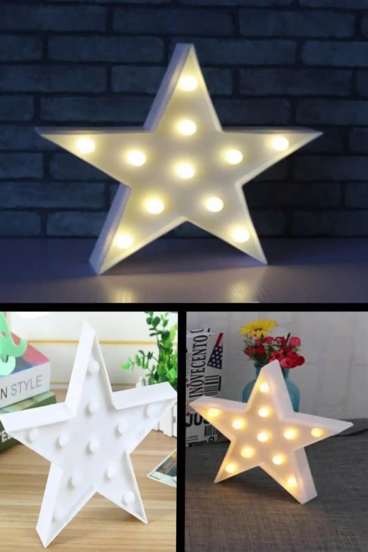 ErdemShop Led Işıklı Beyaz Yıldız Star Gece Lambası: Modern ve Şık İç Mekan Aydınlatma Çözümü