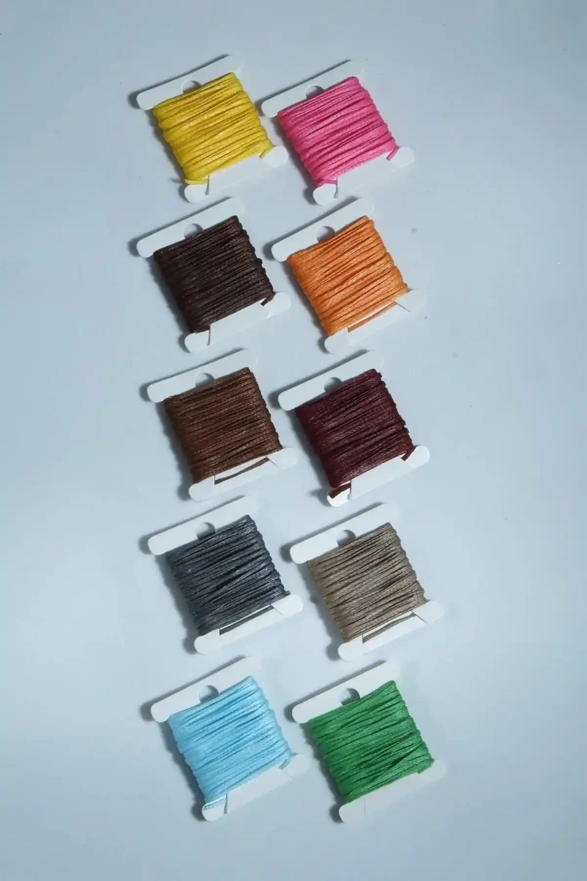 Eskişehir Hobi Sanat 3 Metre 10 Renk Mumlu İp Seti Takı ve El Sanatları İçin Uygun