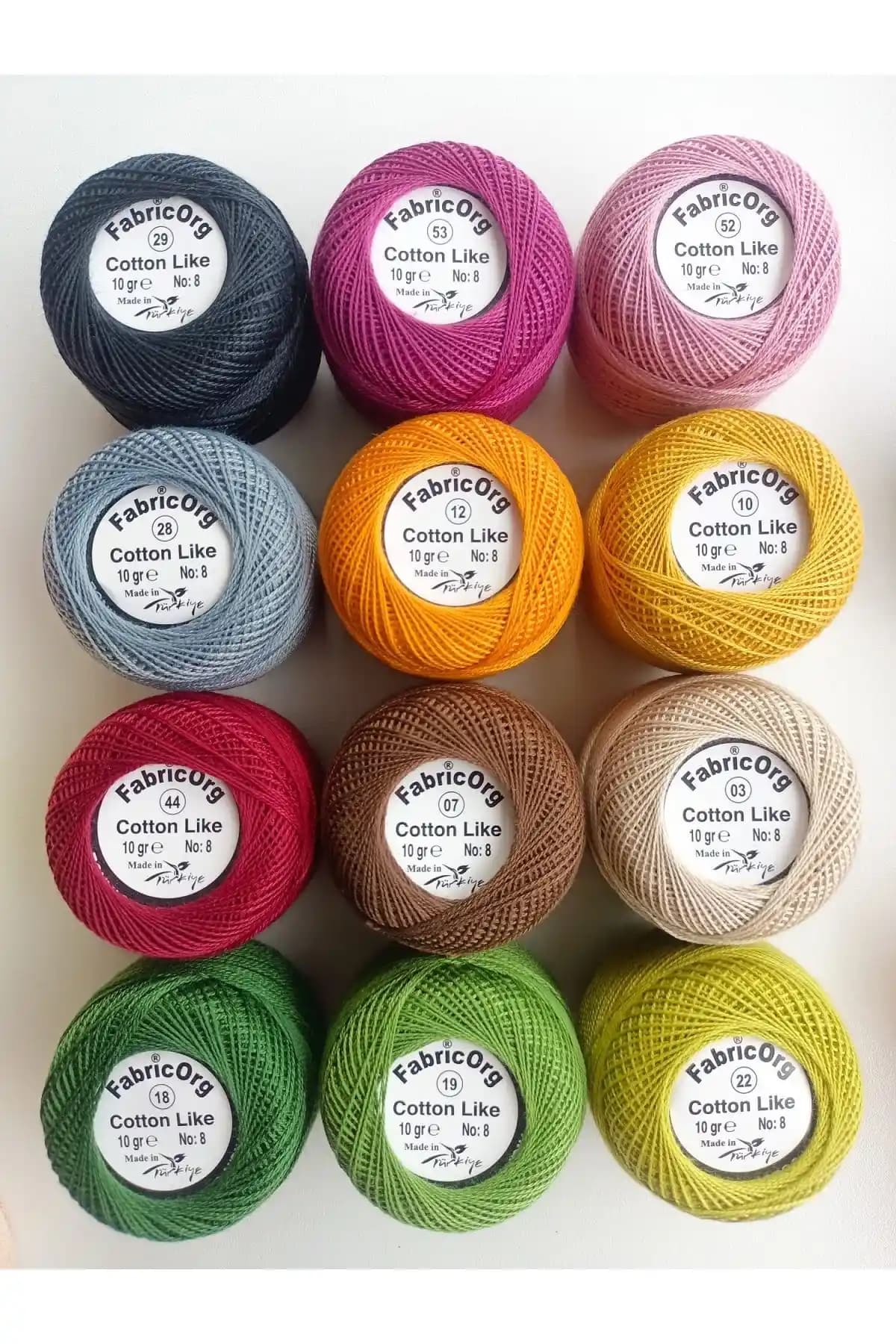 Fabricorg Cotton Like Etamin-Kanaviçe 12'li Renkli Polyester İplik Seti Yüksek Kalite