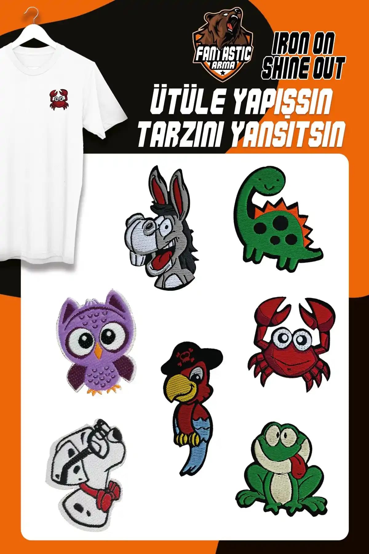 FANTASTIC ARMA Ütü ile Yapışan Dokuma Arma Seti Pratik ve Renkli Kıyafet Süsleme Çözümü