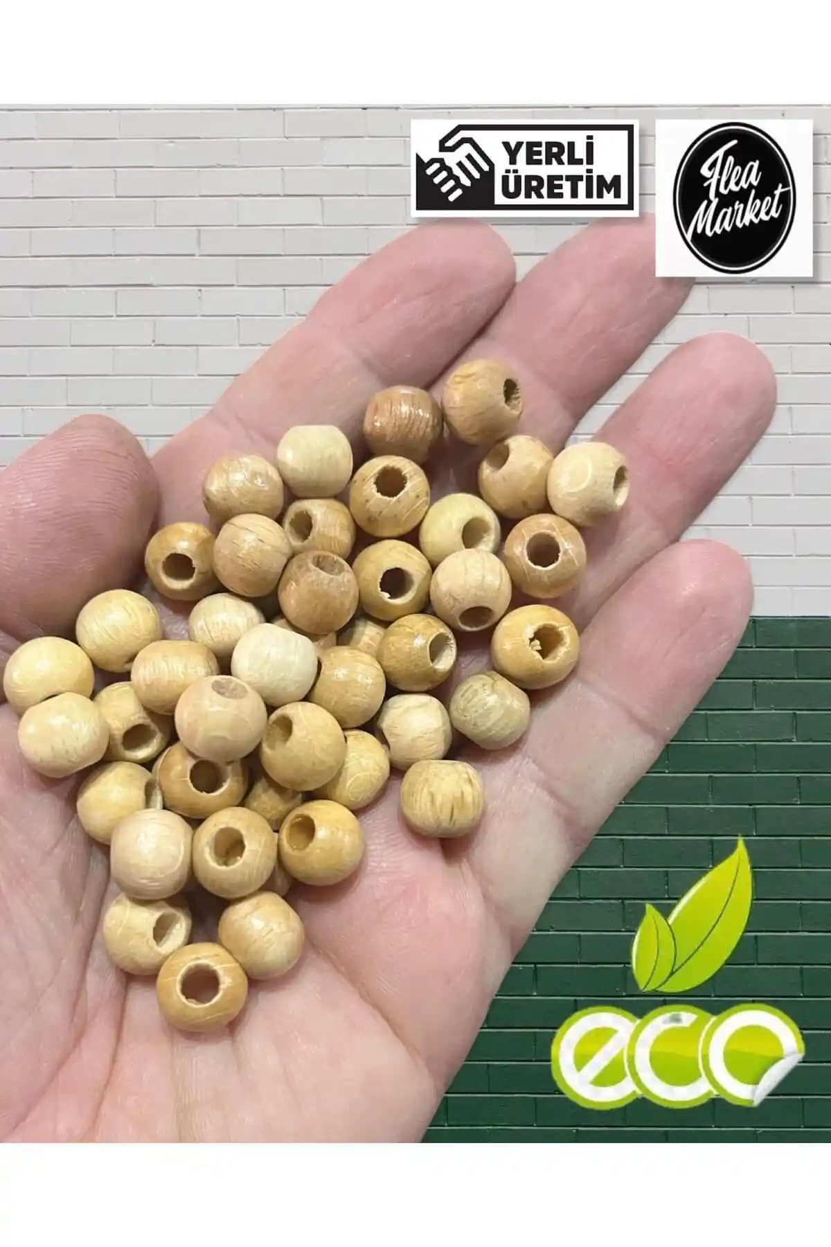 Flea Market 10mm Vernikli Ahşap Boncuk Takı ve El İşi Projeleri İçin Uygun Malzeme