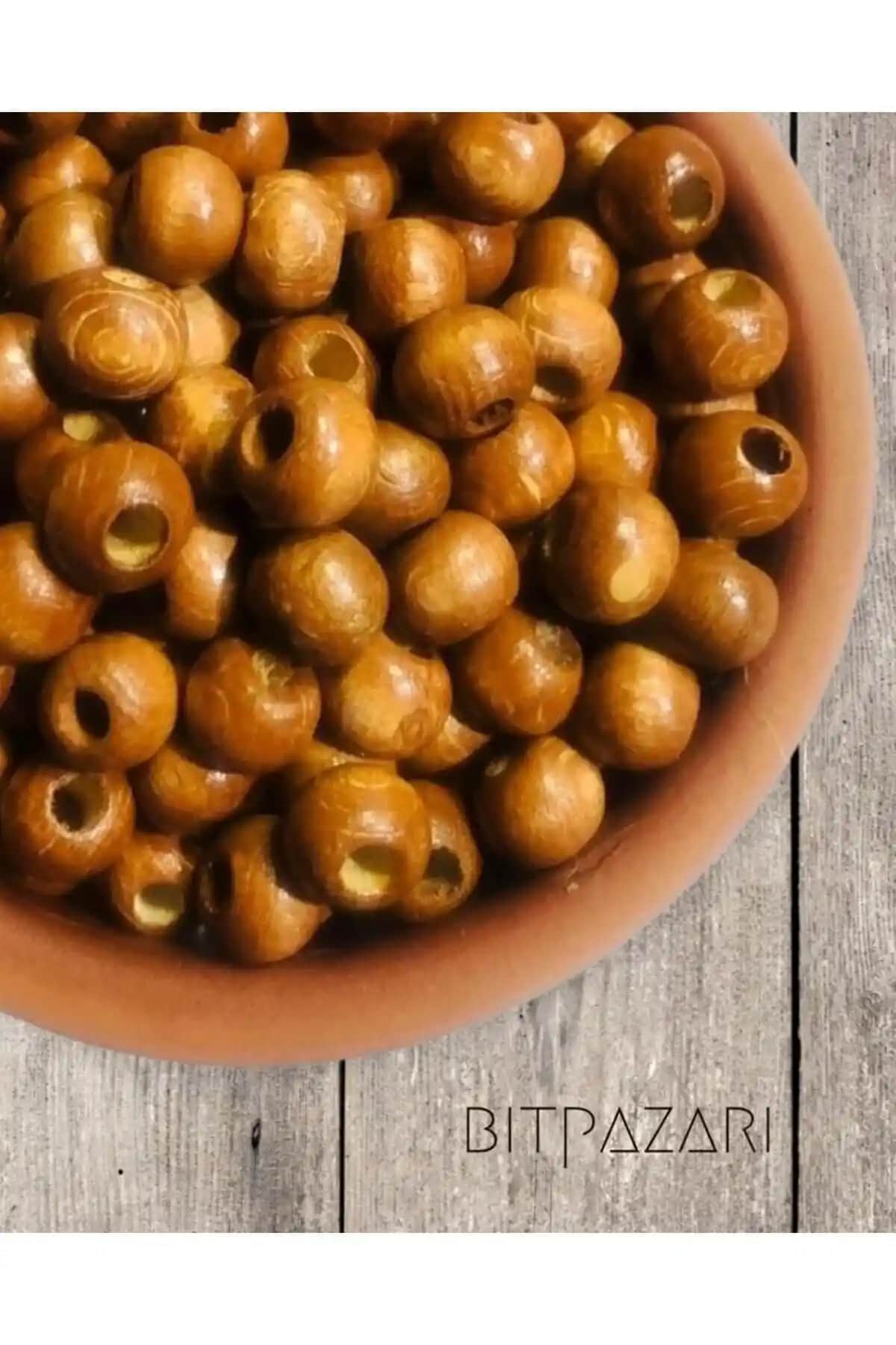 Flea Market Meşe Rengi Ahşap Boncuklar 10mm, 200 Adetlik Paket El İşi ve Dekorasyon Ürünleri