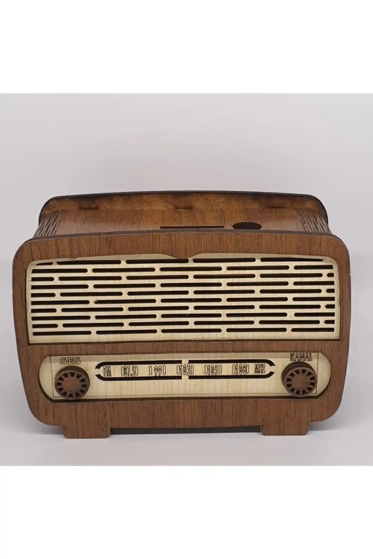 Genel Markalar Rustik Ahşap Radyo Kumbara Dekoratif ve Fonksiyonel Tasarım