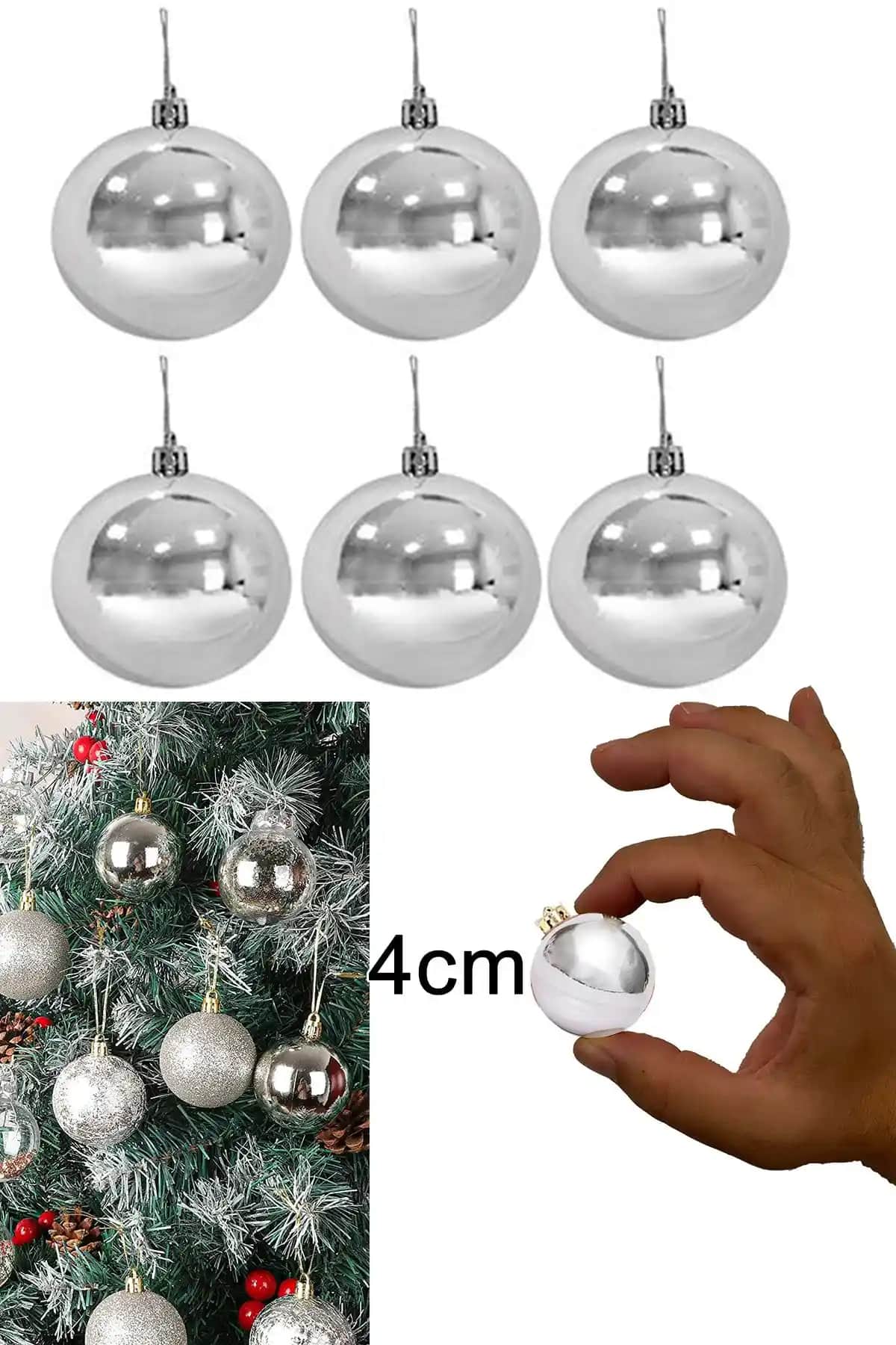 Gümüş Gri 6'lı Yılbaşı Top Süsleri ile Şık Dekorasyon Çözümleri