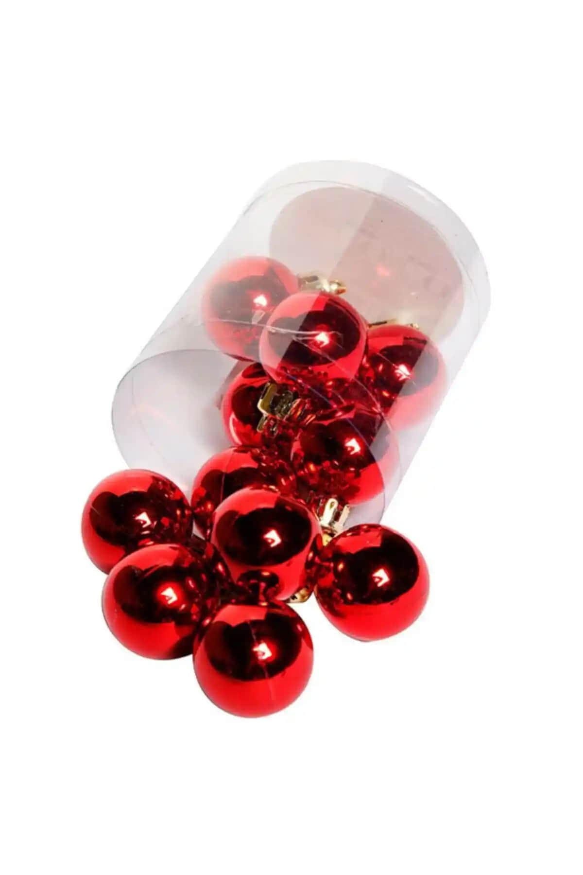 Happyland 12 Adet Kırmızı Yılbaşı Çam Ağacı Süsleme Topları Renkli ve Şık Dekorasyon Seçeneği