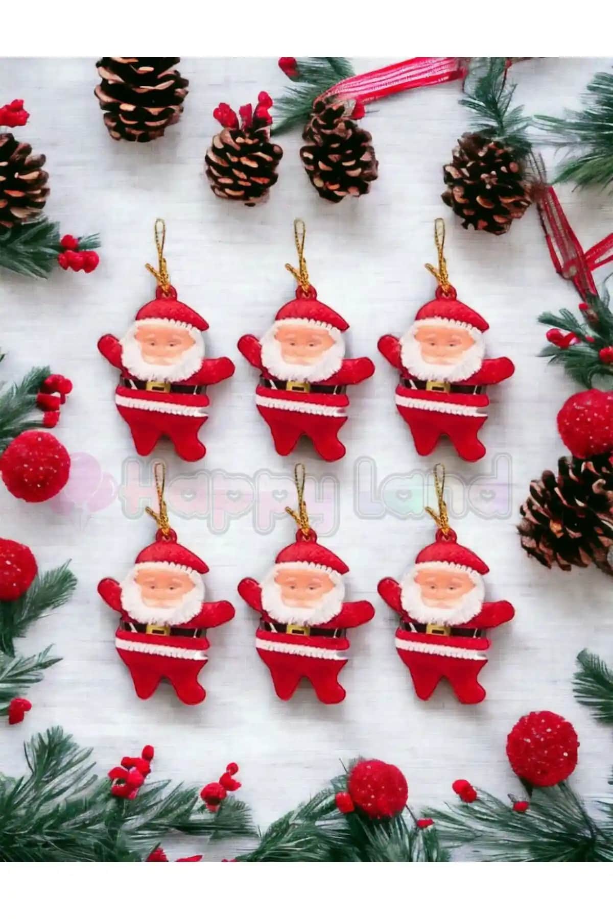 Happyland Kırmızı Noel Baba Süsleri Yılbaşı Dekorasyonunda Şıklık ve Neşe Katıyor