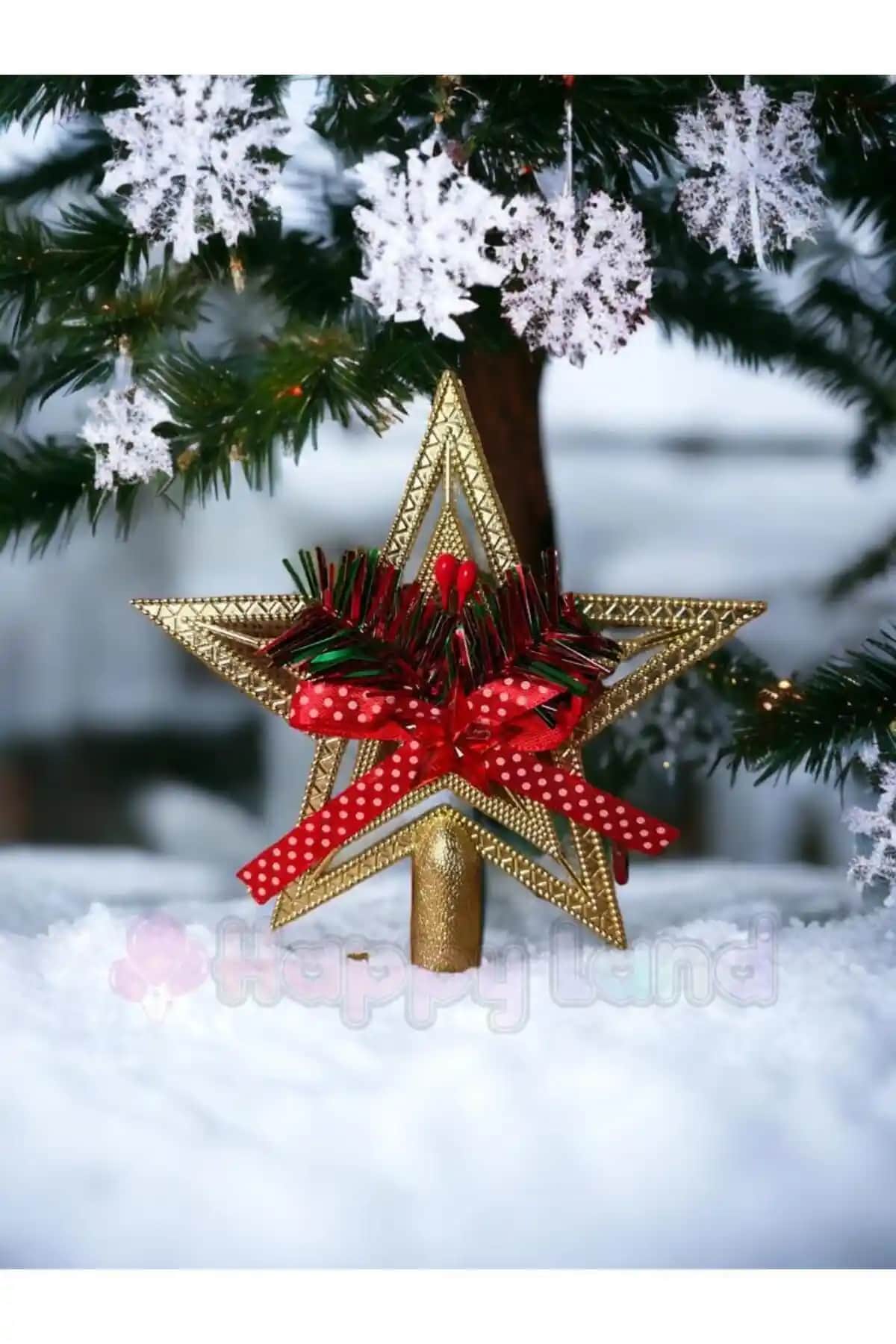 Happyland Yılbaşı Çam Ağacı Gold Süslü Tepe Yılbaşı Dekorasyonu 15 cm şık ve parlak tasarım