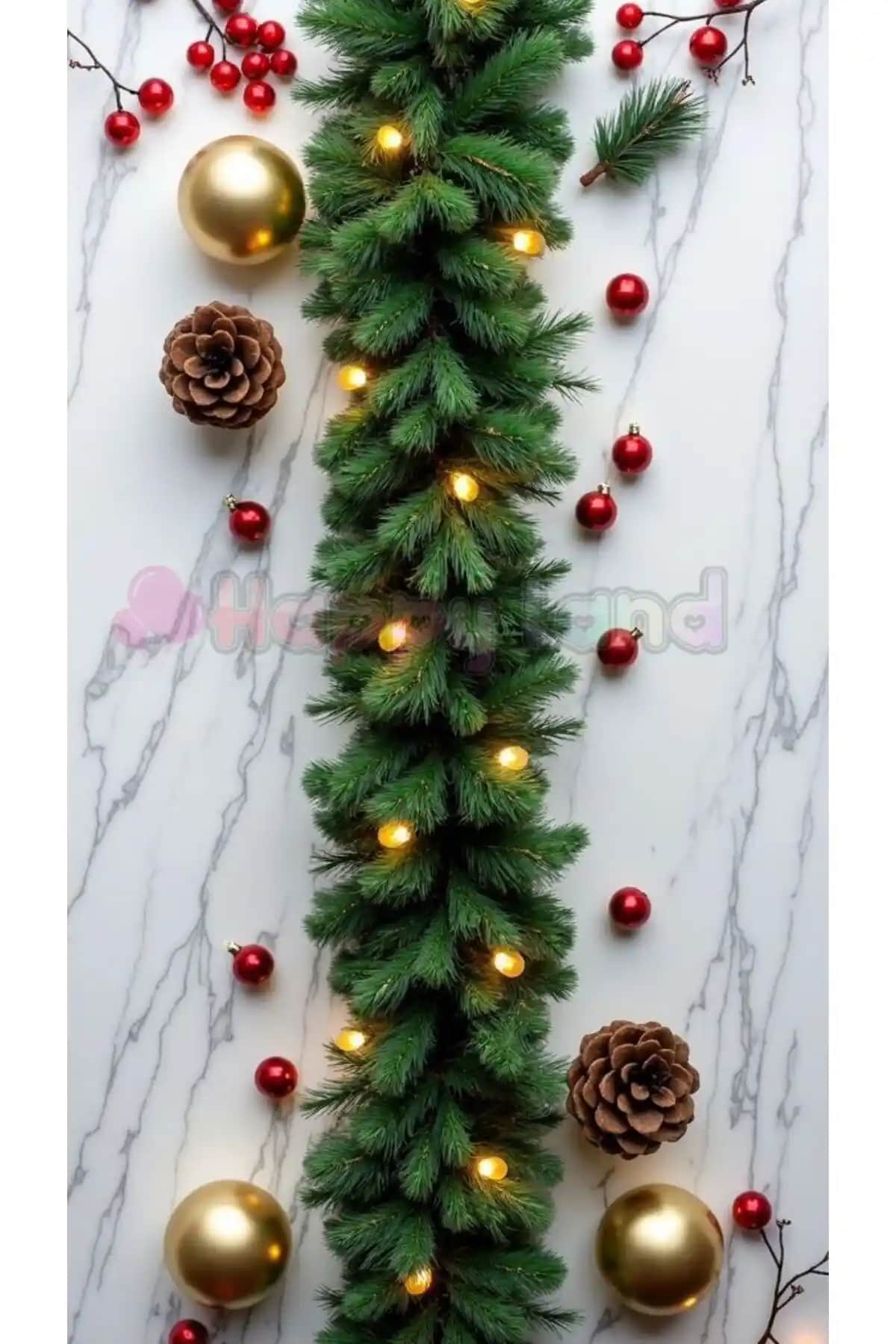 Happyland Yılbaşı Dekorasyonu: Dayanıklı ve Şık 160 cm Garland ile Yeni Yıl Atmosferi