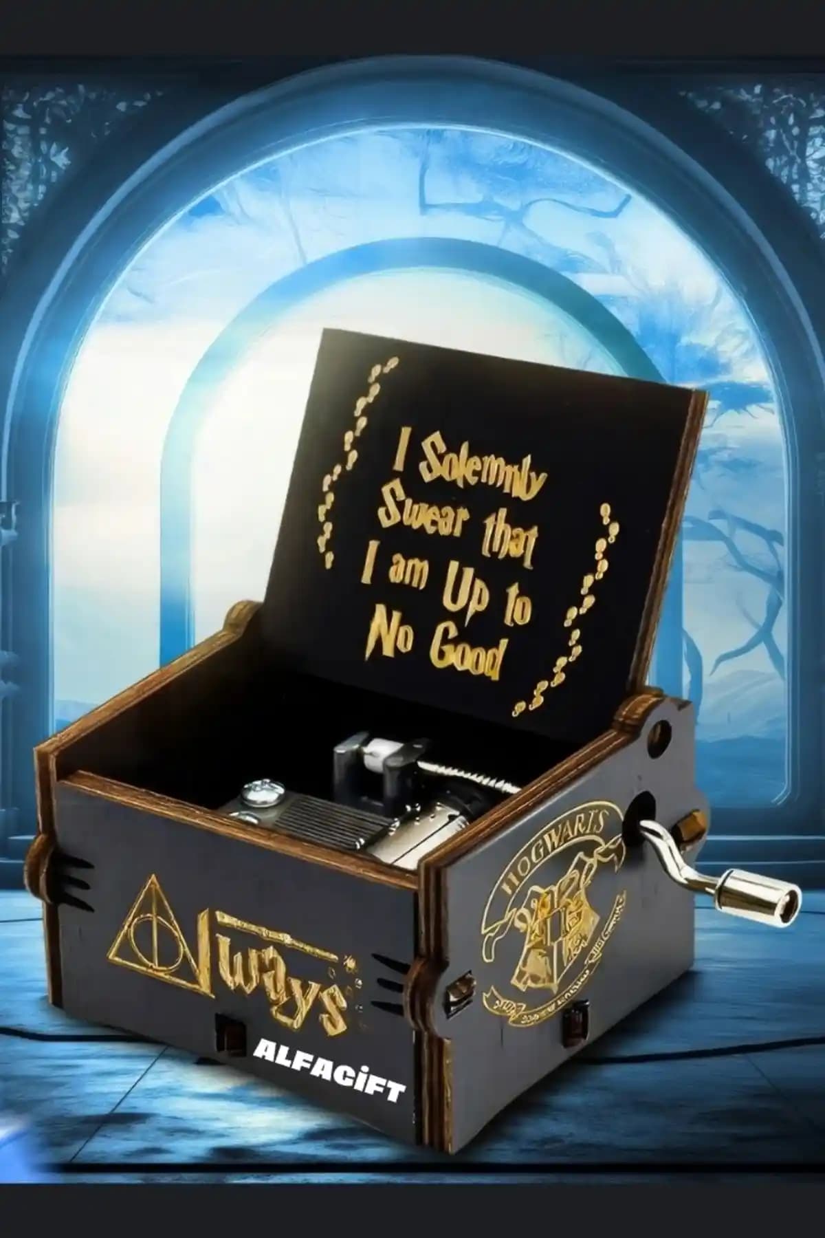 Harry Potter Temalı Ahşap Mekanik Müzik Kutusu Şık ve Büyüleyici Hediye Seçeneği