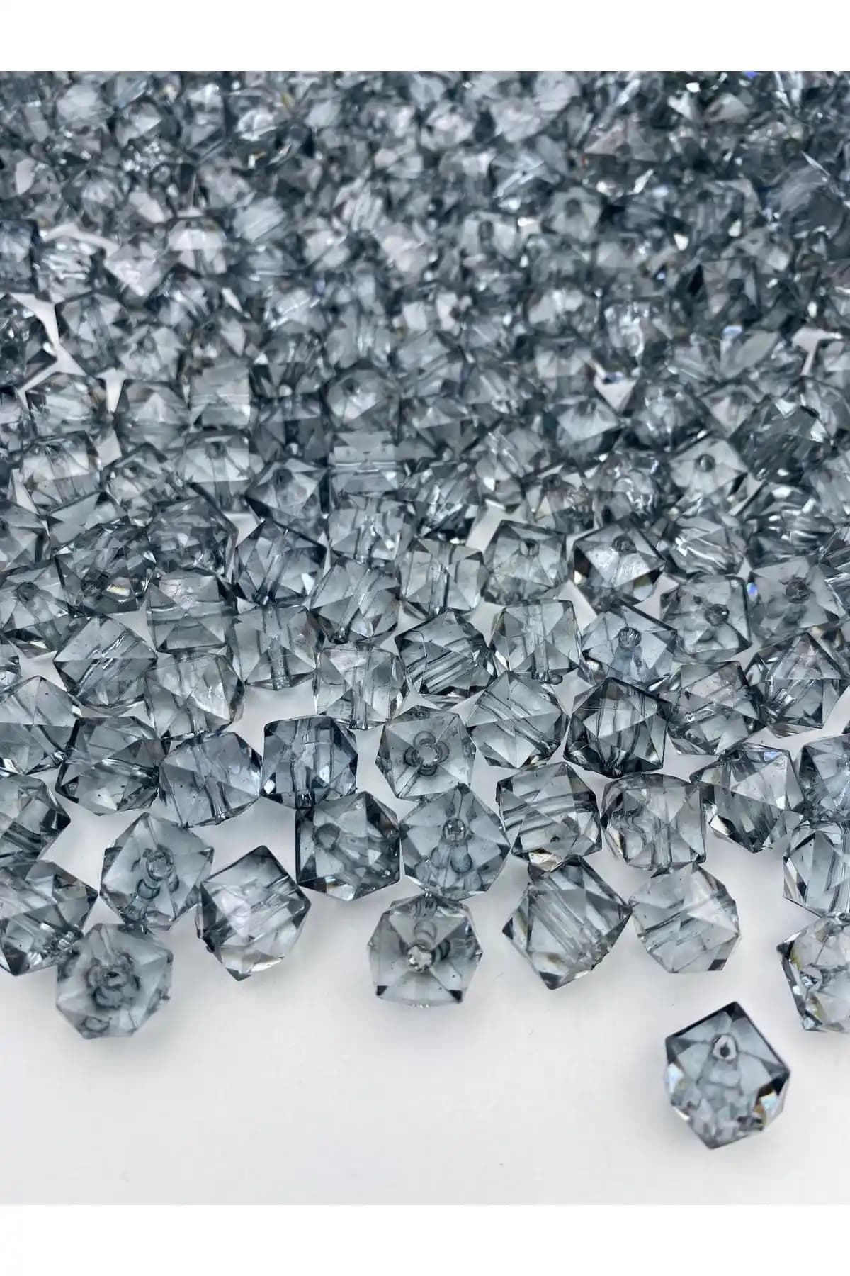 Hedef Bijuteri 100g 10mm Gri Antrasit Füme Renk Küp Boncuk Takı ve Aksesuar Yapımı