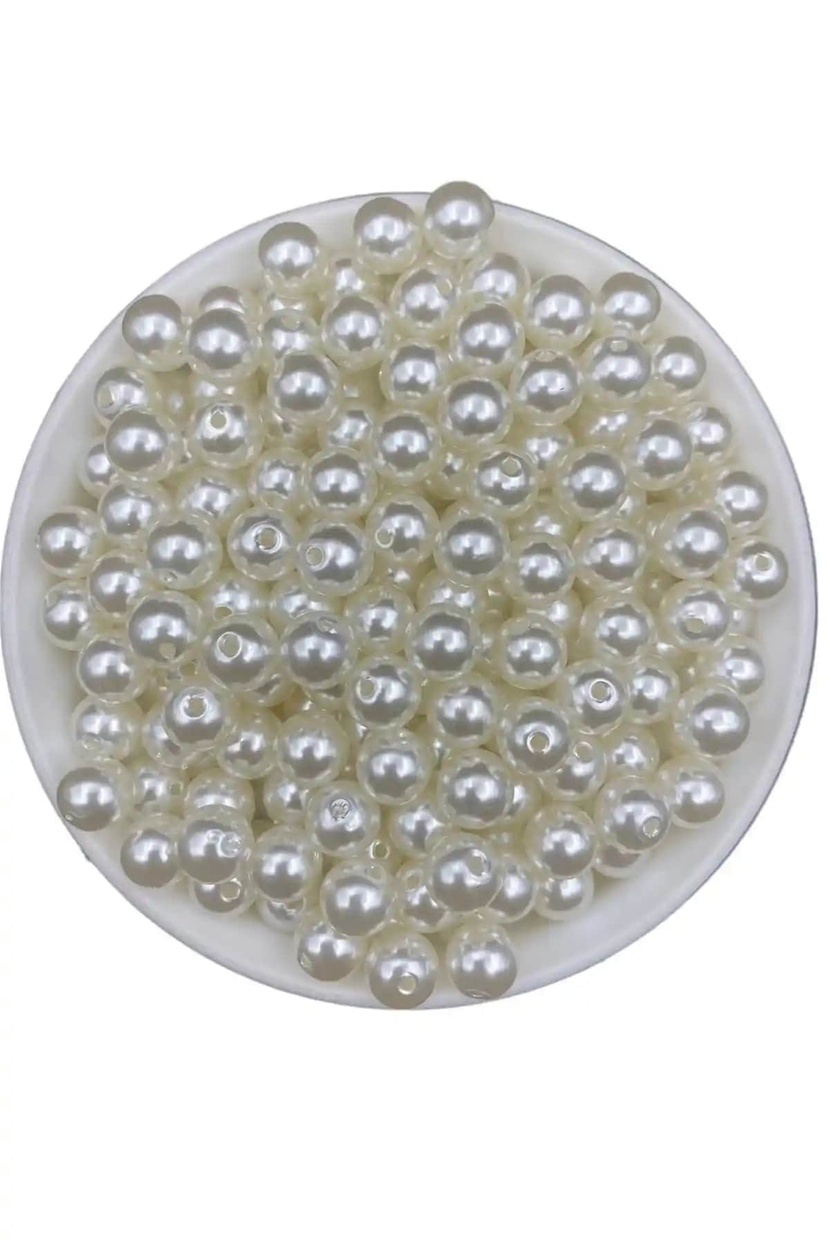 Hedef Bijuteri 100g Krem Renk Lüks Kaplama Plastik İnci Boncuk Takı Yapımı İçin