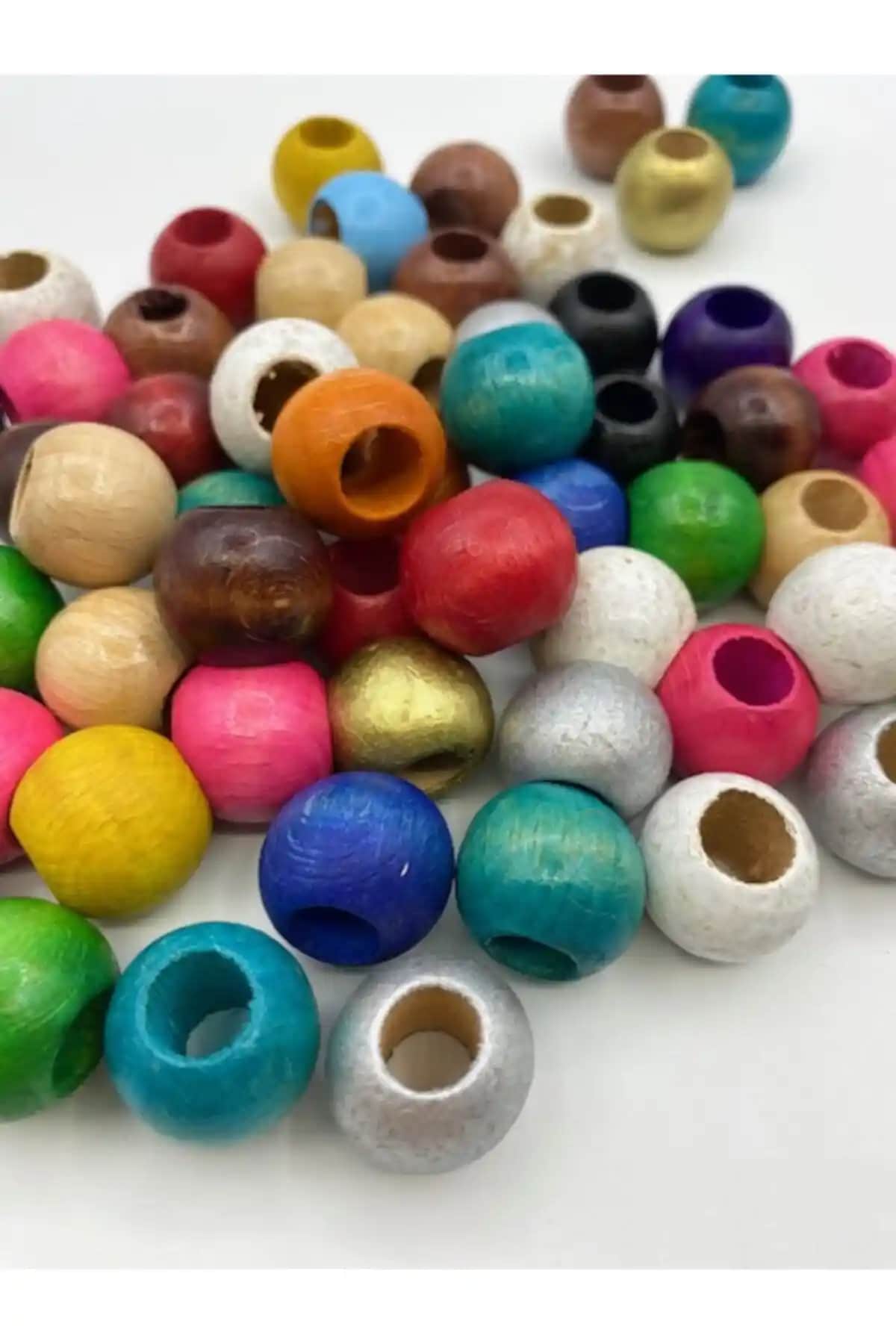 Hedef Bijuteri 20mm Karışık Renkli Ahşap Boncuklar Takı ve Aksesuar Tasarımı İçin Uygun