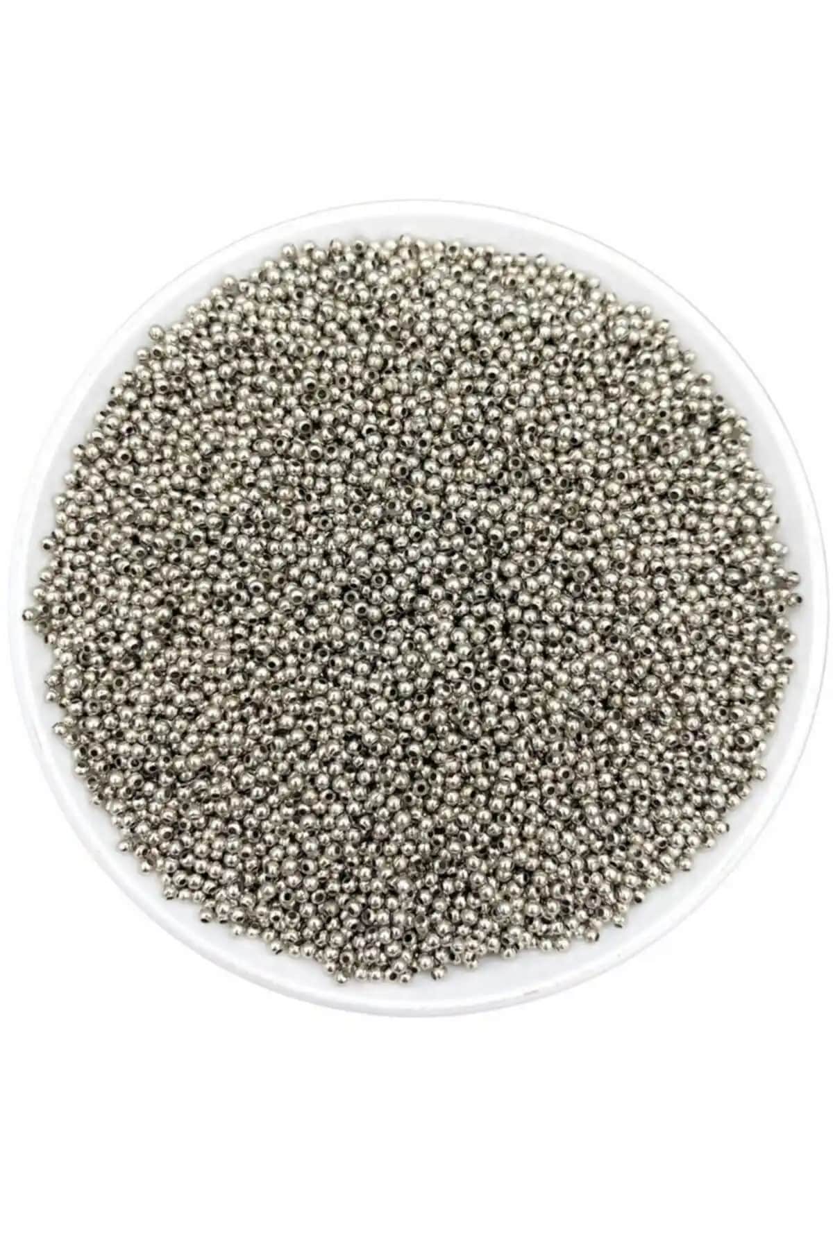 Hedef Bijuteri 2mm Nikel ve Gümüş Renk Metal Boncuklar Takı ve Dekoratif Projeler İçin