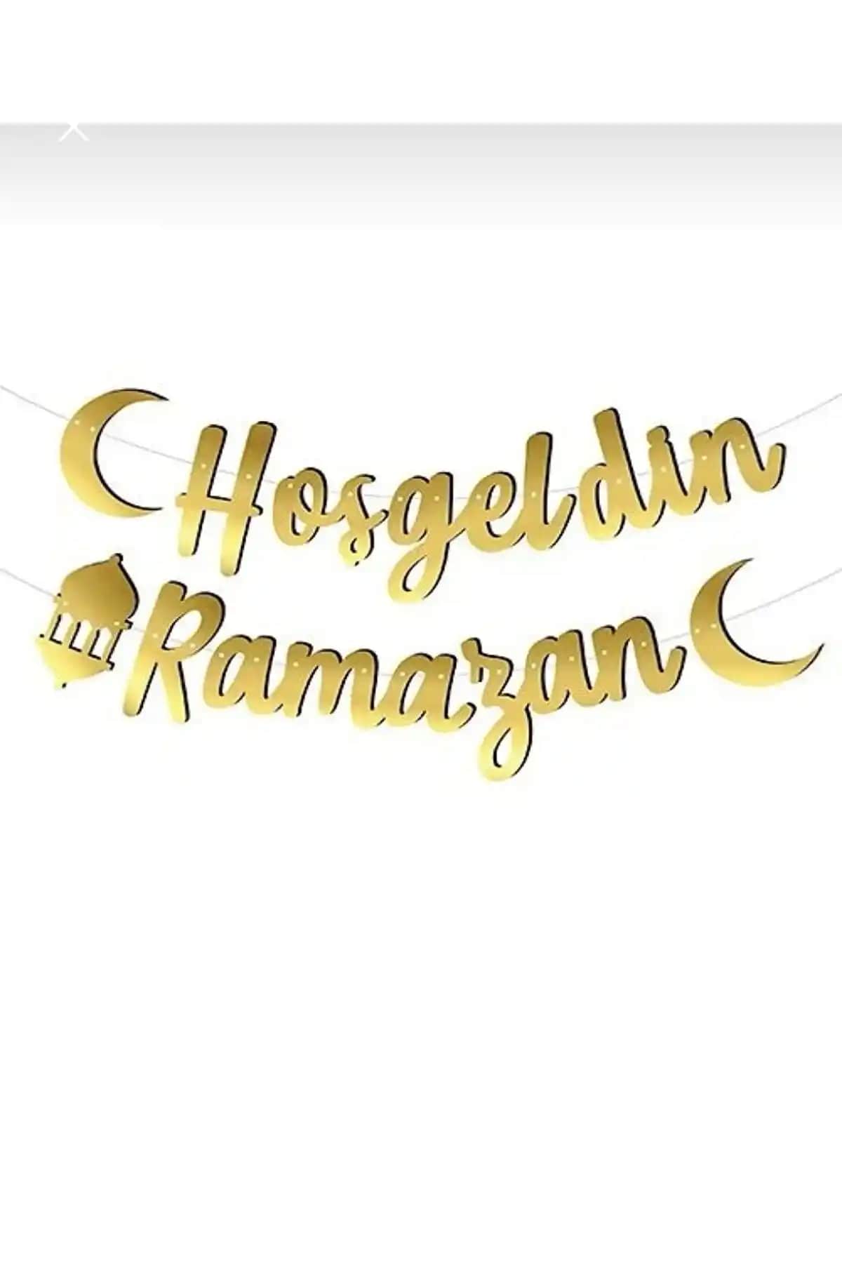 Hoşgeldin Ramazan Karografi Yazı Gold Dekoratif Süsleme, Şık ve Anlamlı Ramazan Teması