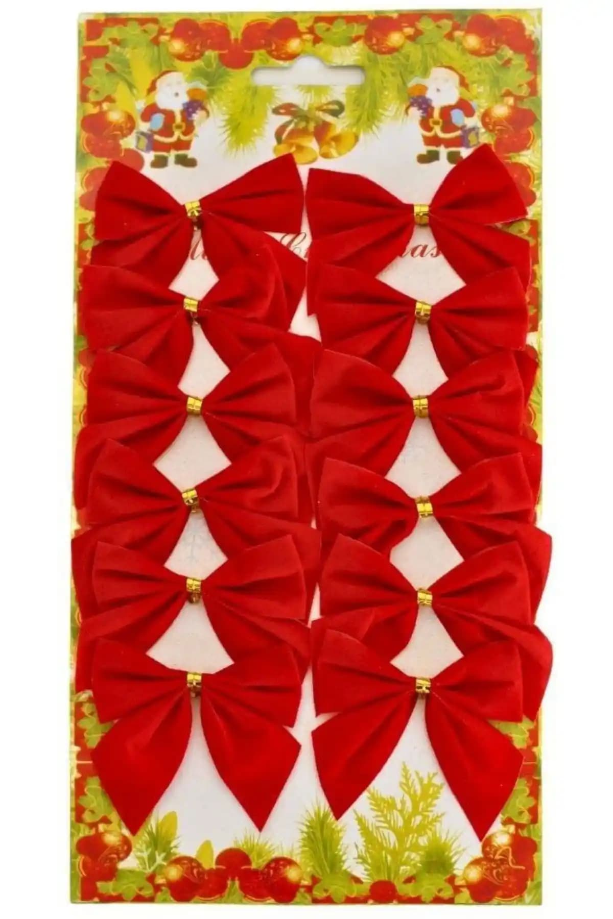 Huzur Party Store 12'li Kadife Fiyonk Yılbaşı Süsü ile Şık ve Canlı Dekorasyonlar Yaratın