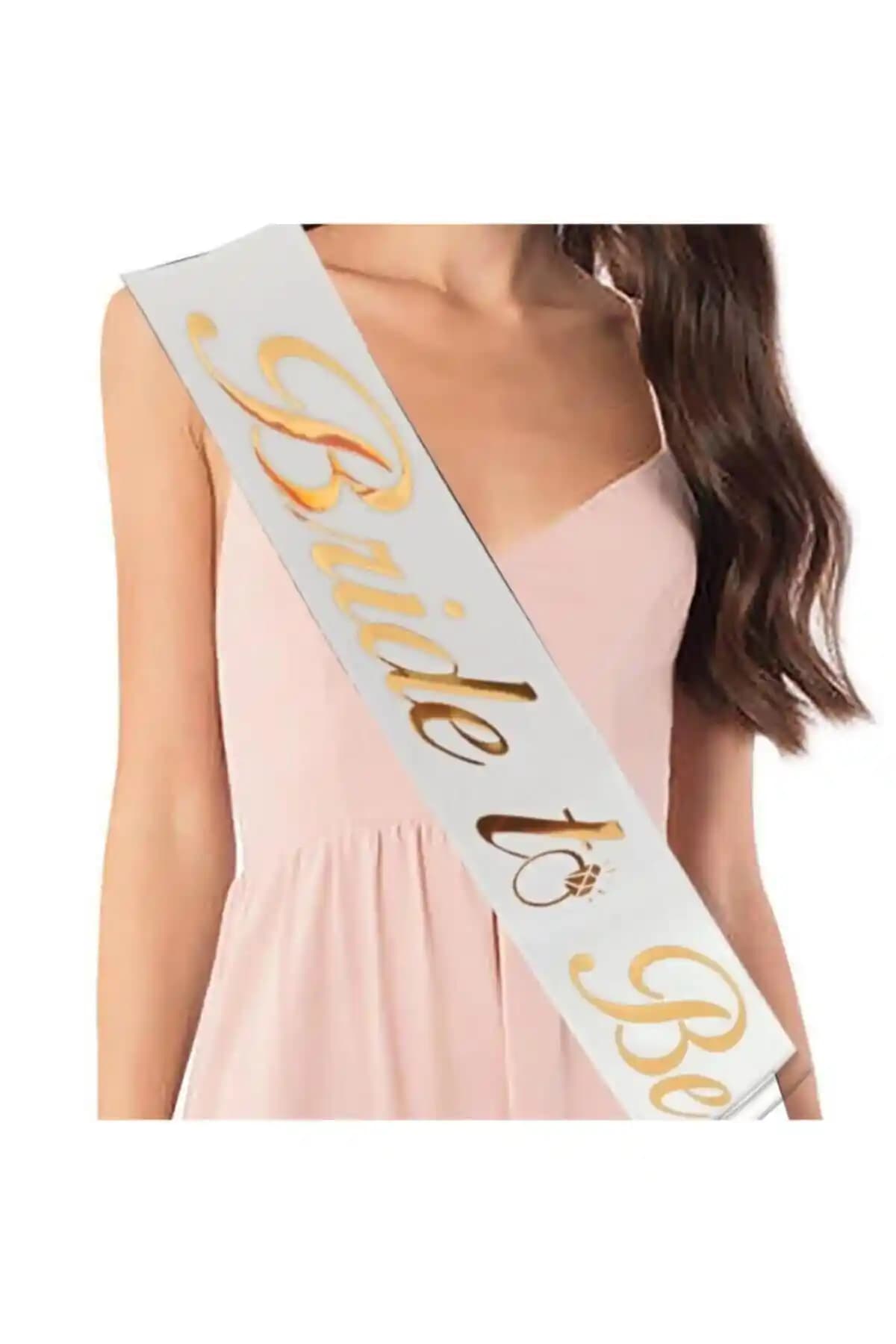 Huzur Party Store Bride To Be Yazılı Beyaz Üstüne Gold Altın Sarısı Kuşak Düğün ve Bekarlığa Veda Kutlamaları İçin