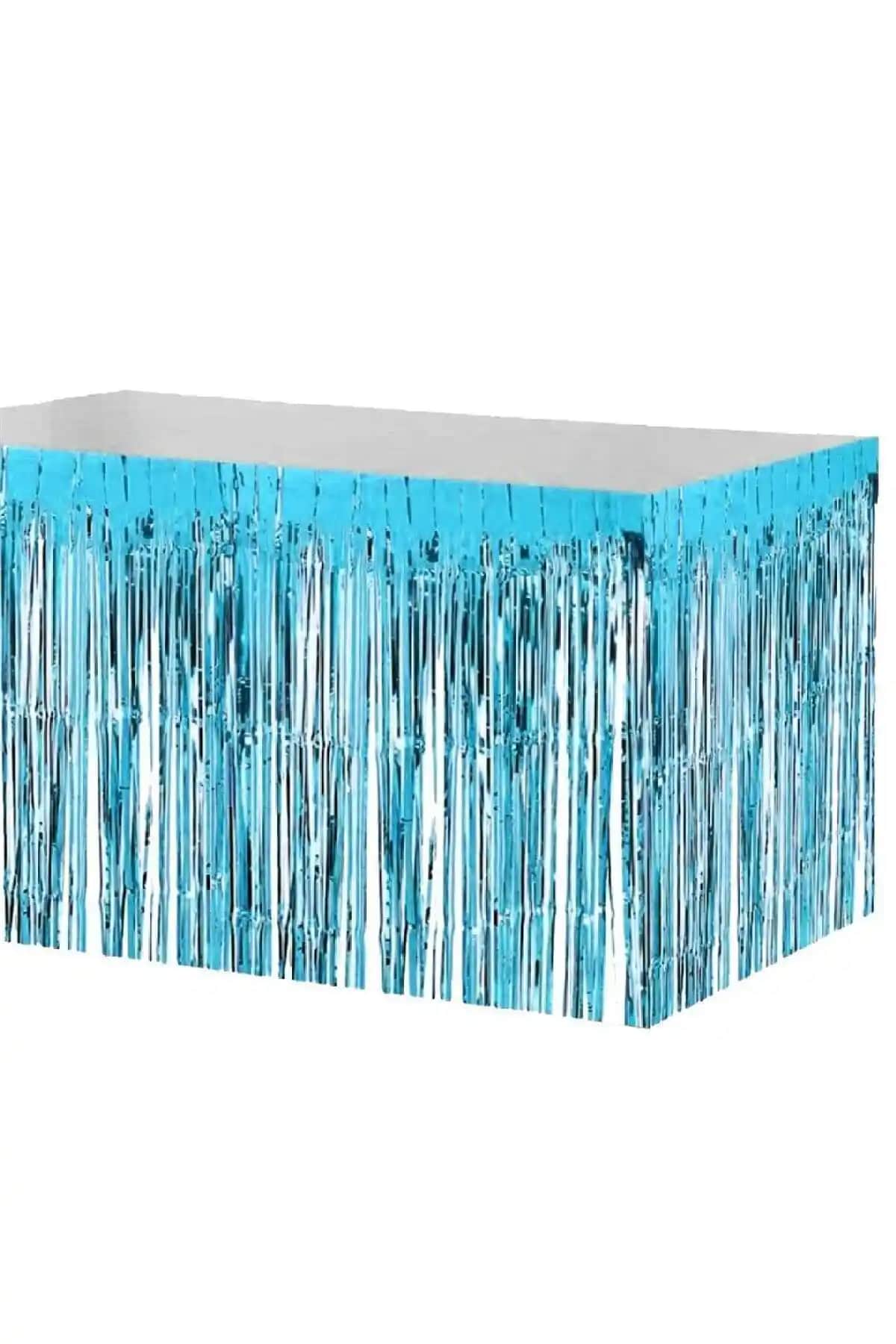 Huzur Party Store Metalik Folyo Mavi Masa Eteği ile Şık ve Pratik Dekorasyon Çözümü