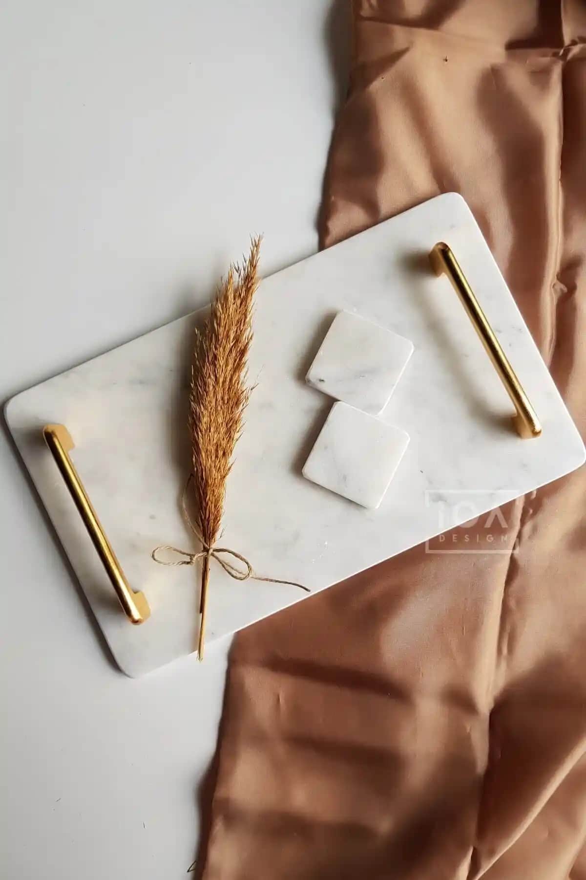 İoadesign Nergis Serisi Gerçek Mermer Tepsi ve Yüzüklükler Doğal ve Şık Tasarım