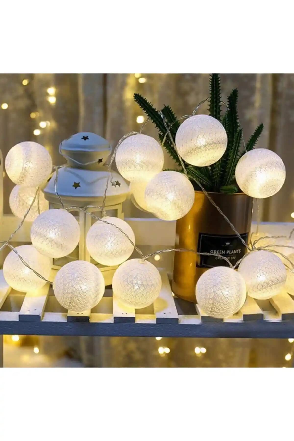 İstocToptan 10'lu Sarı Gün Işığı Top Şeklinde LED Aydınlatma Seti