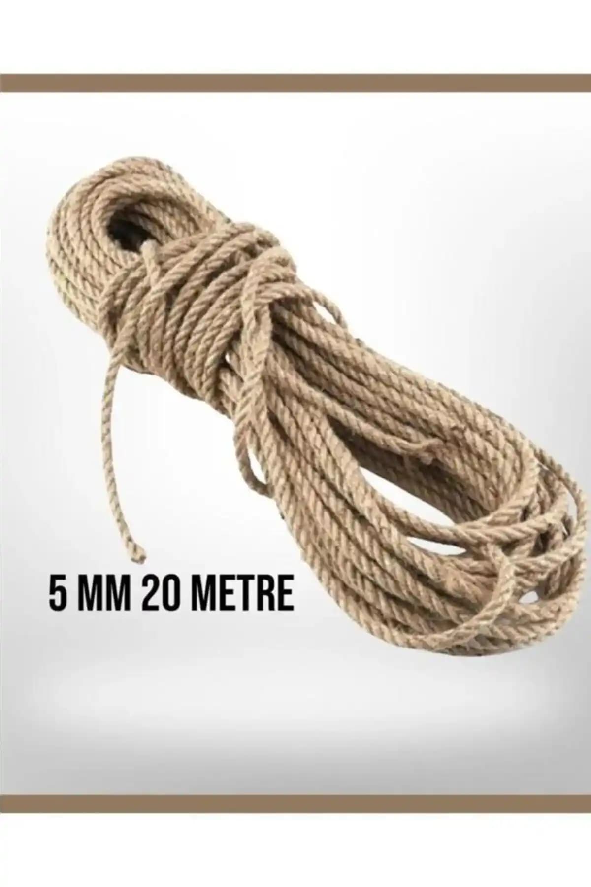 İzmir Bitpazarı 5 mm Kalınlığında 20 Metre Jüt Halat İp Doğal ve Dayanıklı Malzeme