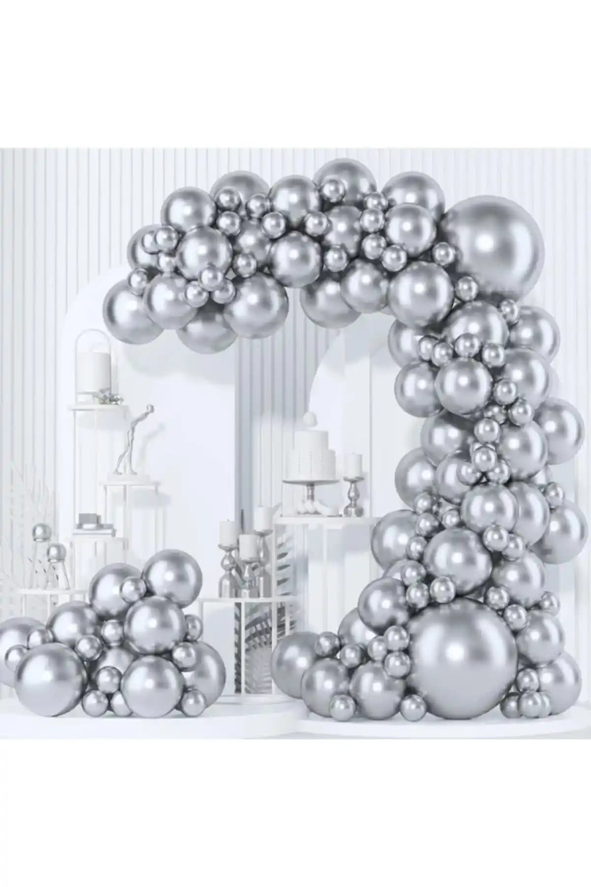 Janissary 30 Adet Metalik Gri Balonlar ile Şık ve Dayanıklı Etkinlik Dekorasyonu