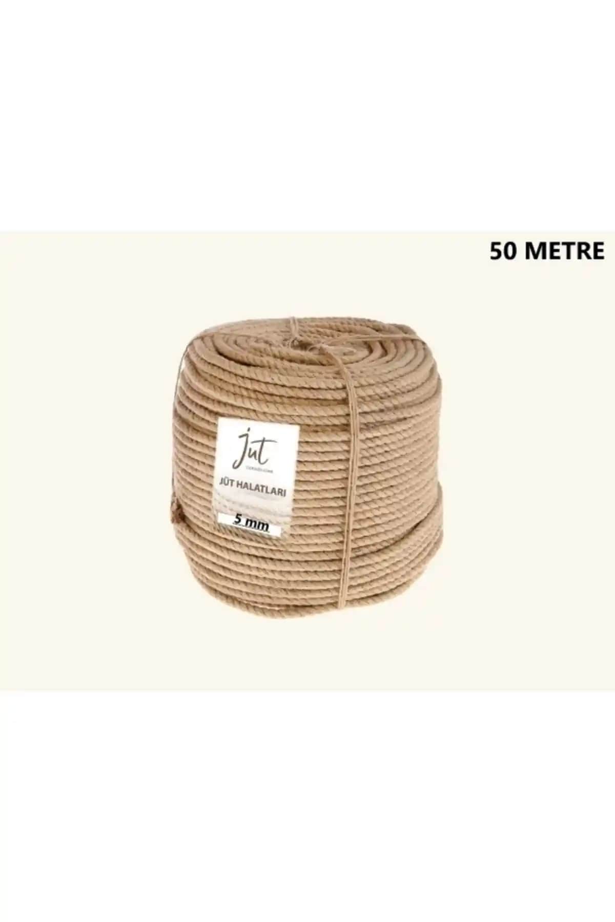 Jüt Halat 5 mm doğal dayanıklı ve çok yönlü dekoratif kullanım amacıyla uygun