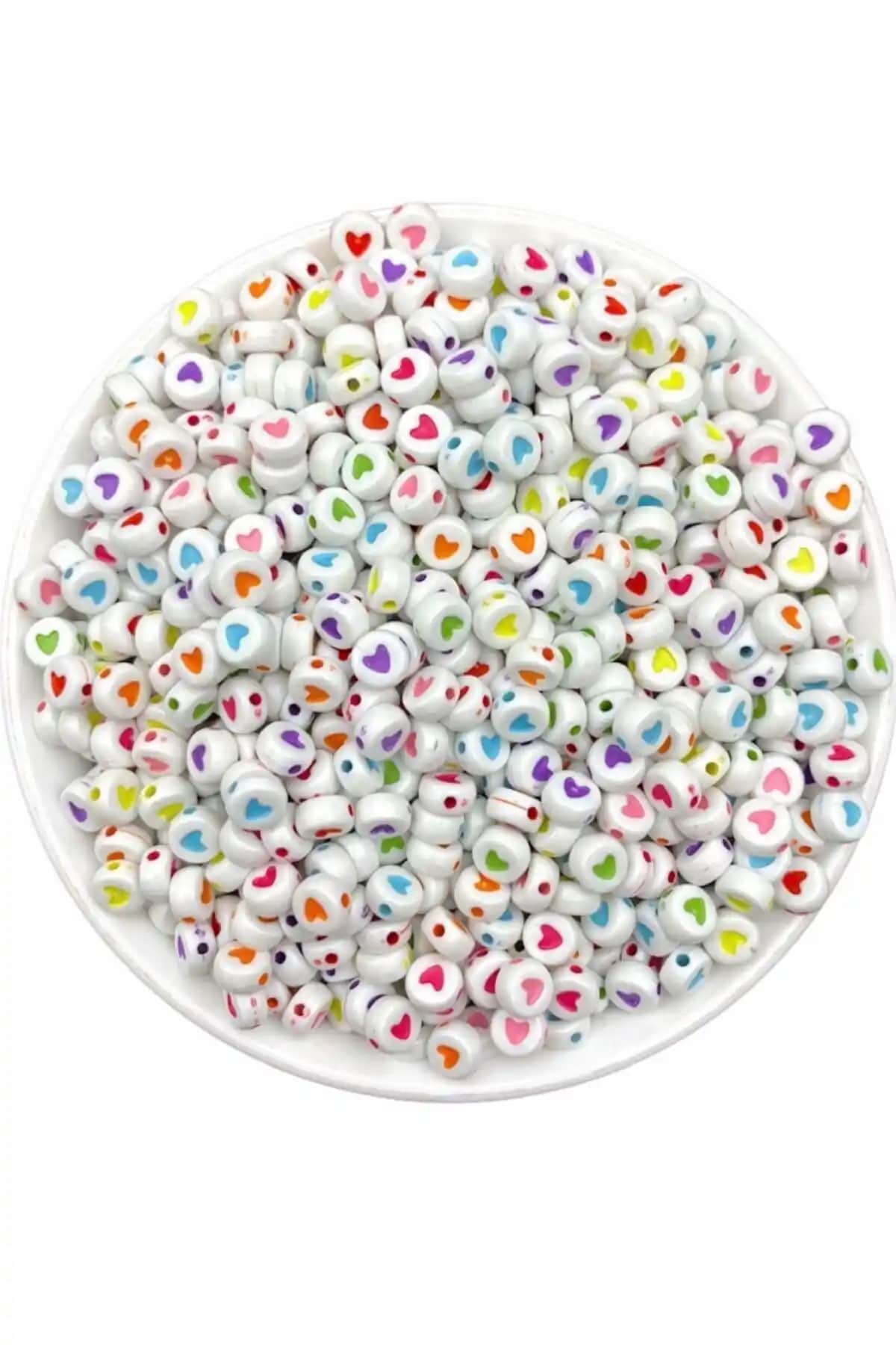 Kalp Boncuk Seti Renkli ve Dayanıklı Takı ve El İşi Malzemeleri