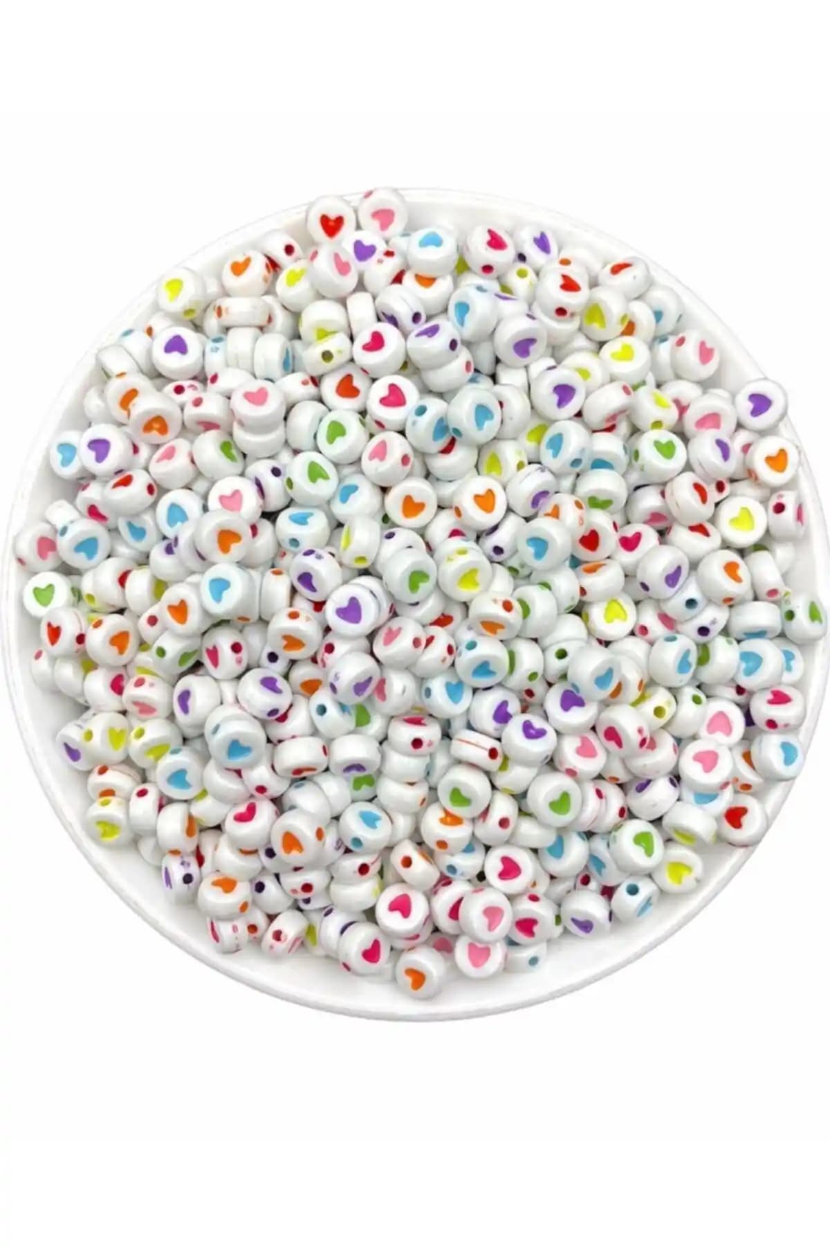 Kalp Boncuk Seti Renkli ve Dayanıklı Takı ve El İşi Malzemeleri