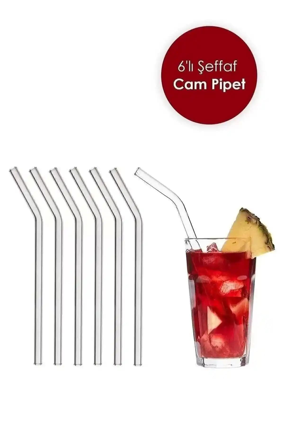 Karçiçeği Home 7 Parça Şeffaf ve Renkli Cam Pipet Seti Sağlıklı Sunumlar İçin