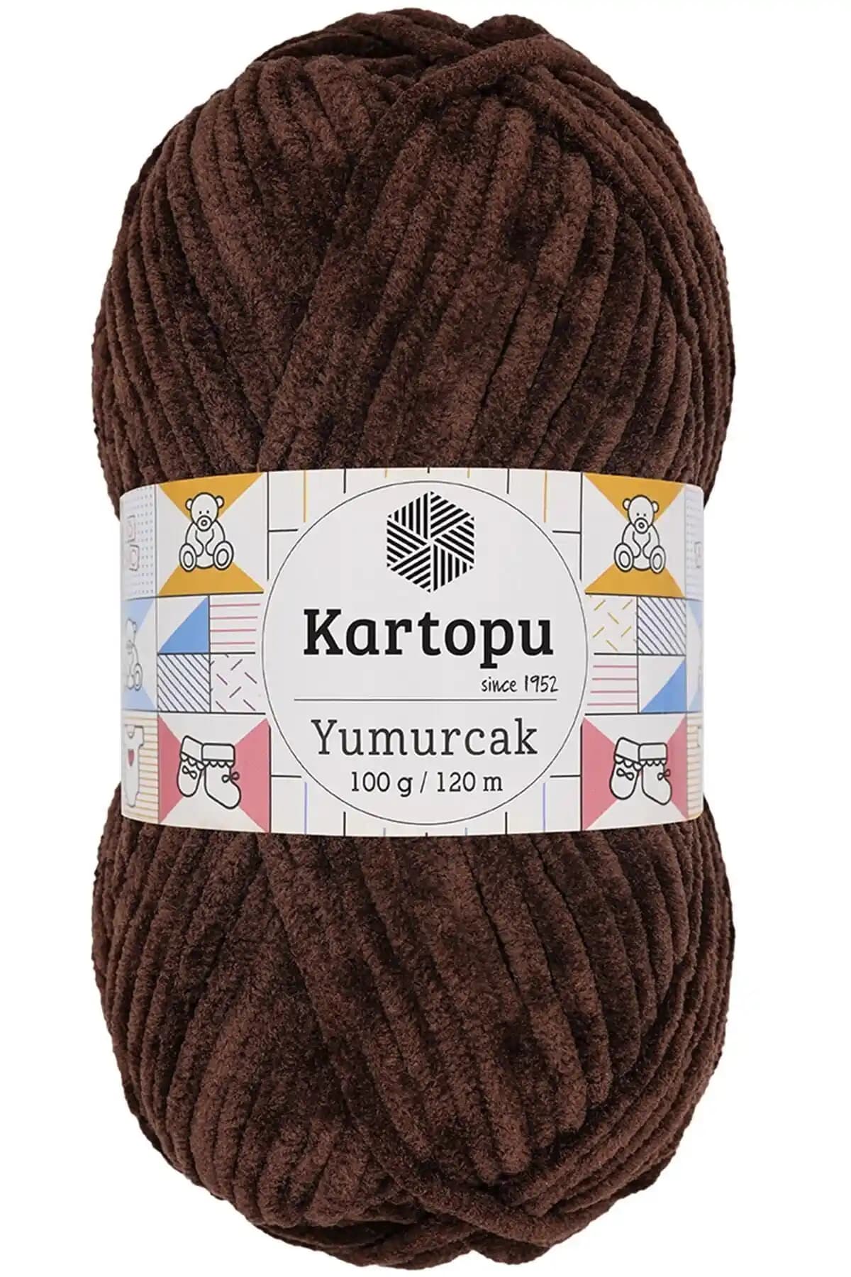 Kartopu Yumurcak Kadife İp Kahverengi K818: Yumuşak ve Çok Yönlü Örgü İpi