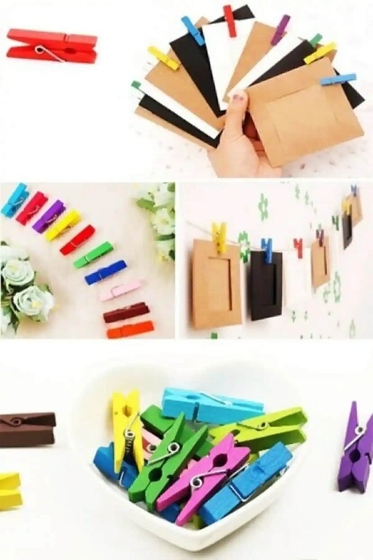 Kezban Tekstil Mini Ahşap Renkli Mandallar ile Dekoratif ve Pratik Kullanım İmkanı