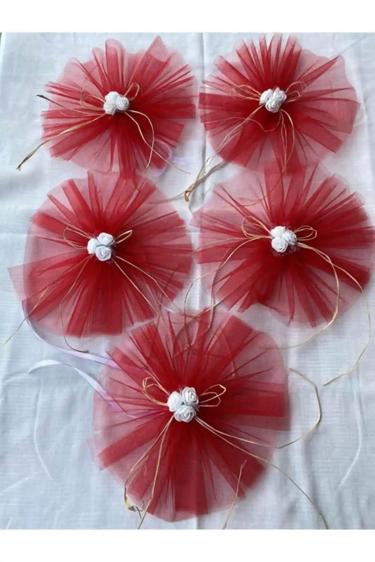 Kırmızı Konvoy Süsü Seti 5'li Düğün ve Nişan Dekorasyonu İçin Uygun