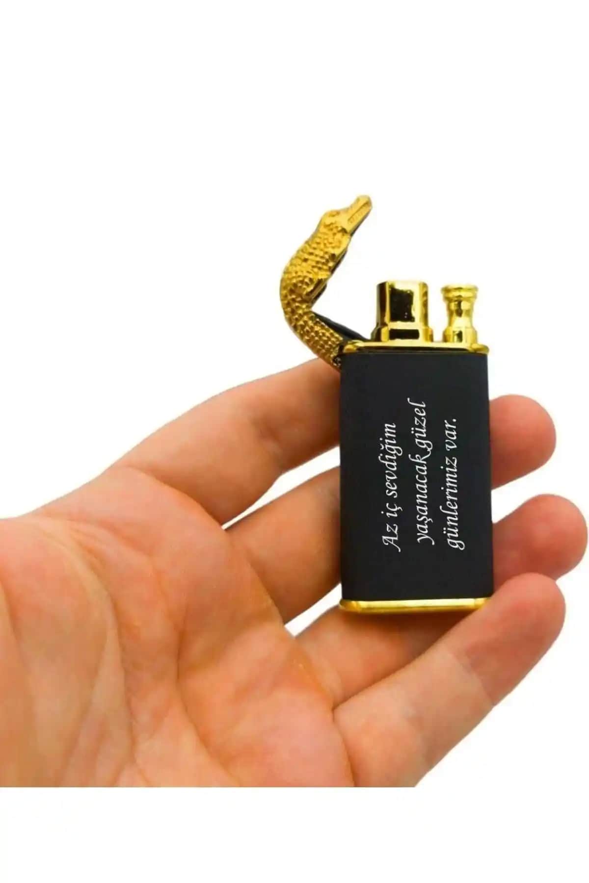 Kişiye Özel Timsah Figürlü Çift Alev Gazlı Çakmak Modern Tasarım