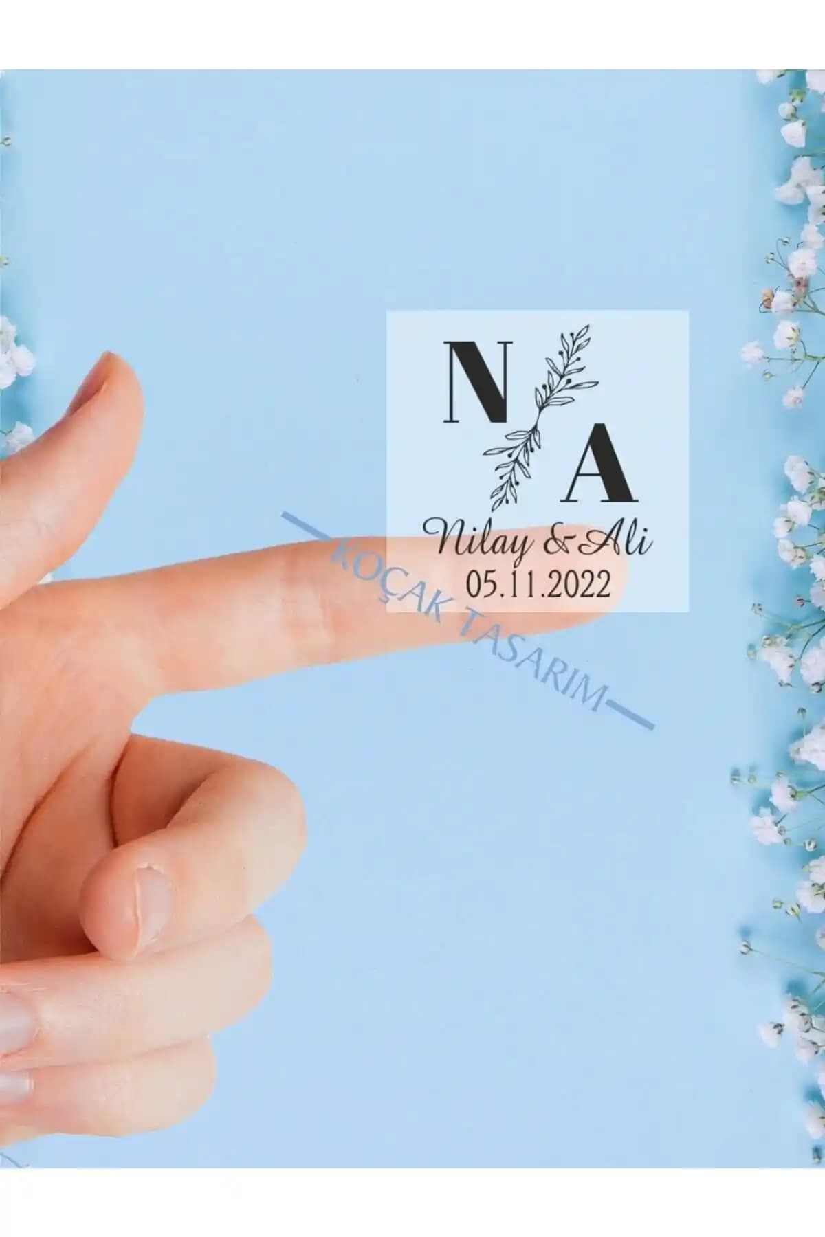 Koçak Etiket Şeffaf Kendinden Yapışkanlı Düğün ve Organizasyon Etiketleri 3,5x3,5 cm